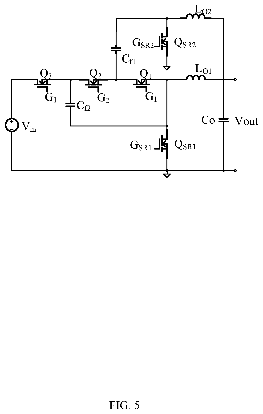 Patent US11824450 Figure 5 – Power converter with switching power stage circuits connected in parallel
