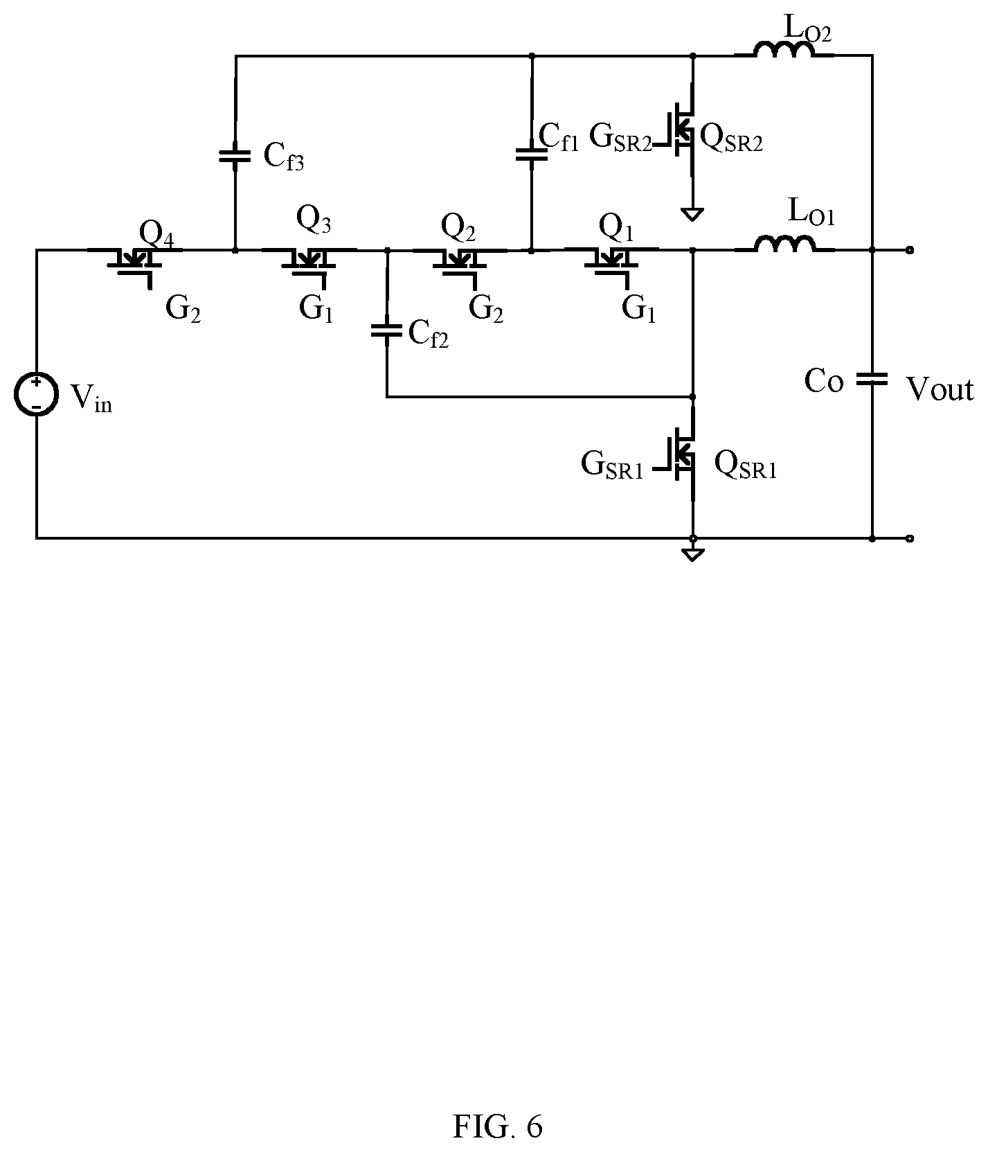 Patent US11824450 Figure 6 – Power converter with switching power stage circuits connected in parallel
