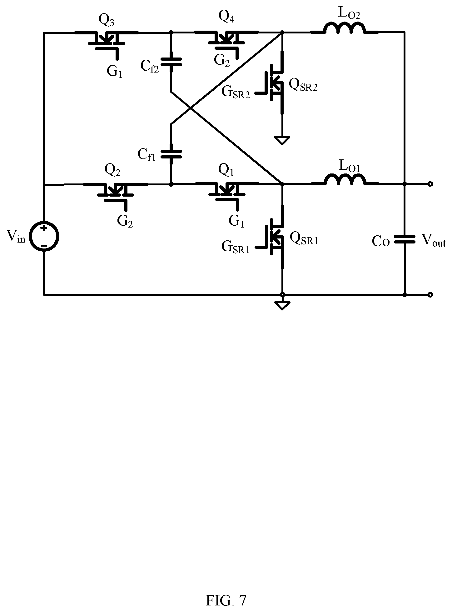 Patent US11824450 Figure 7 – Power converter with switching power stage circuits connected in parallel