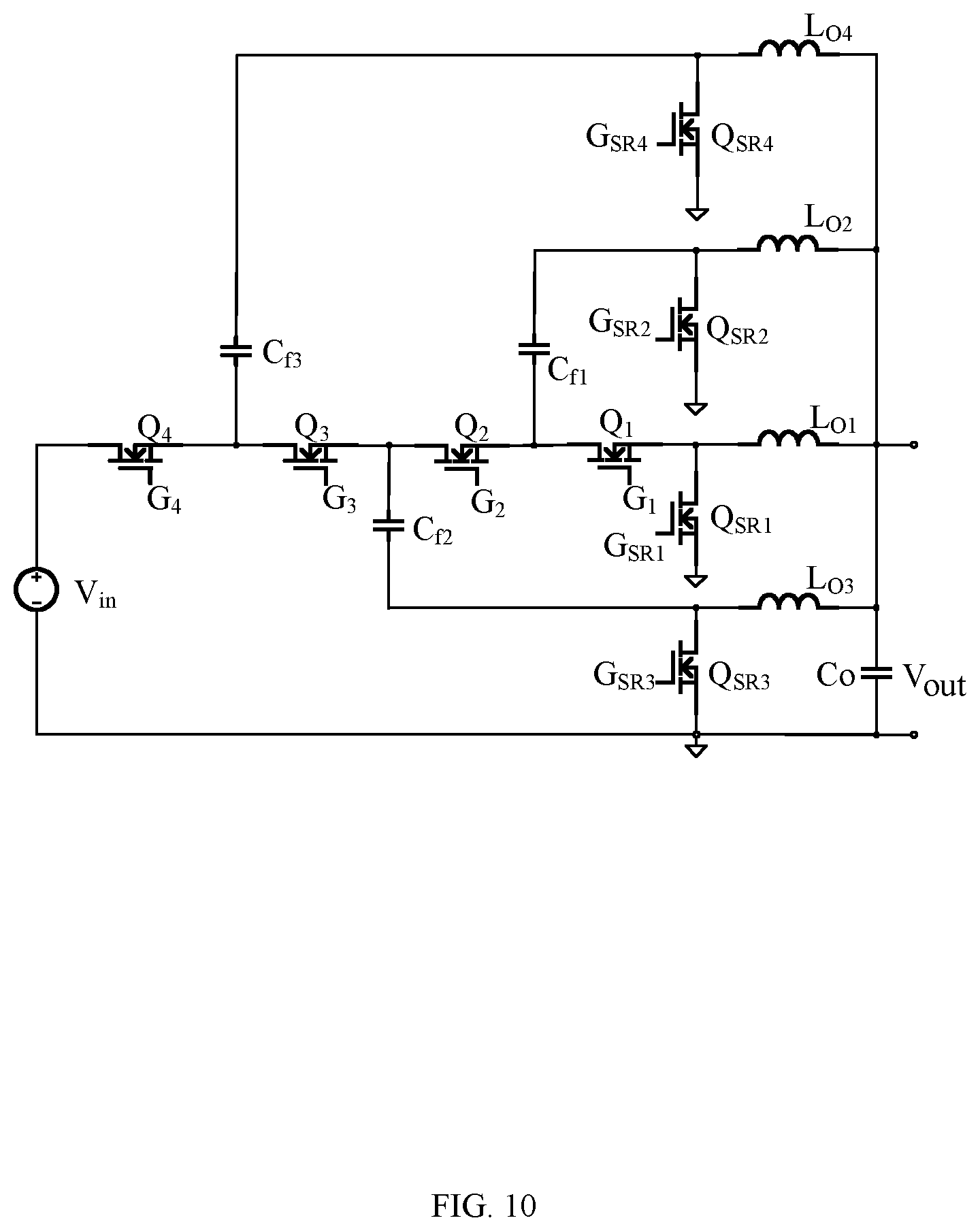 Patent US11824450 Figure 10 – Power converter with switching power stage circuits connected in parallel