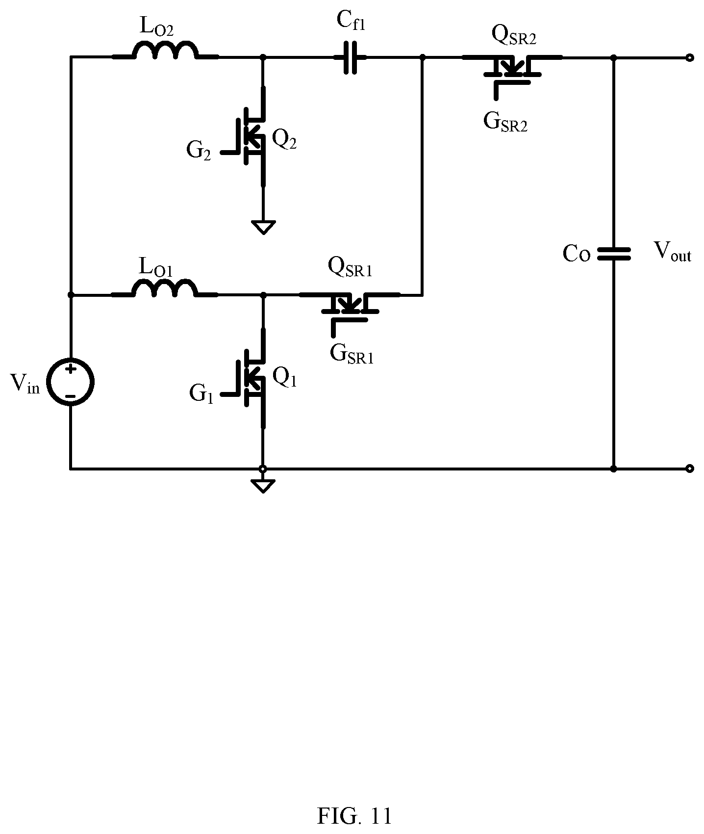 Patent US11824450 Figure 11 – Power converter with switching power stage circuits connected in parallel
