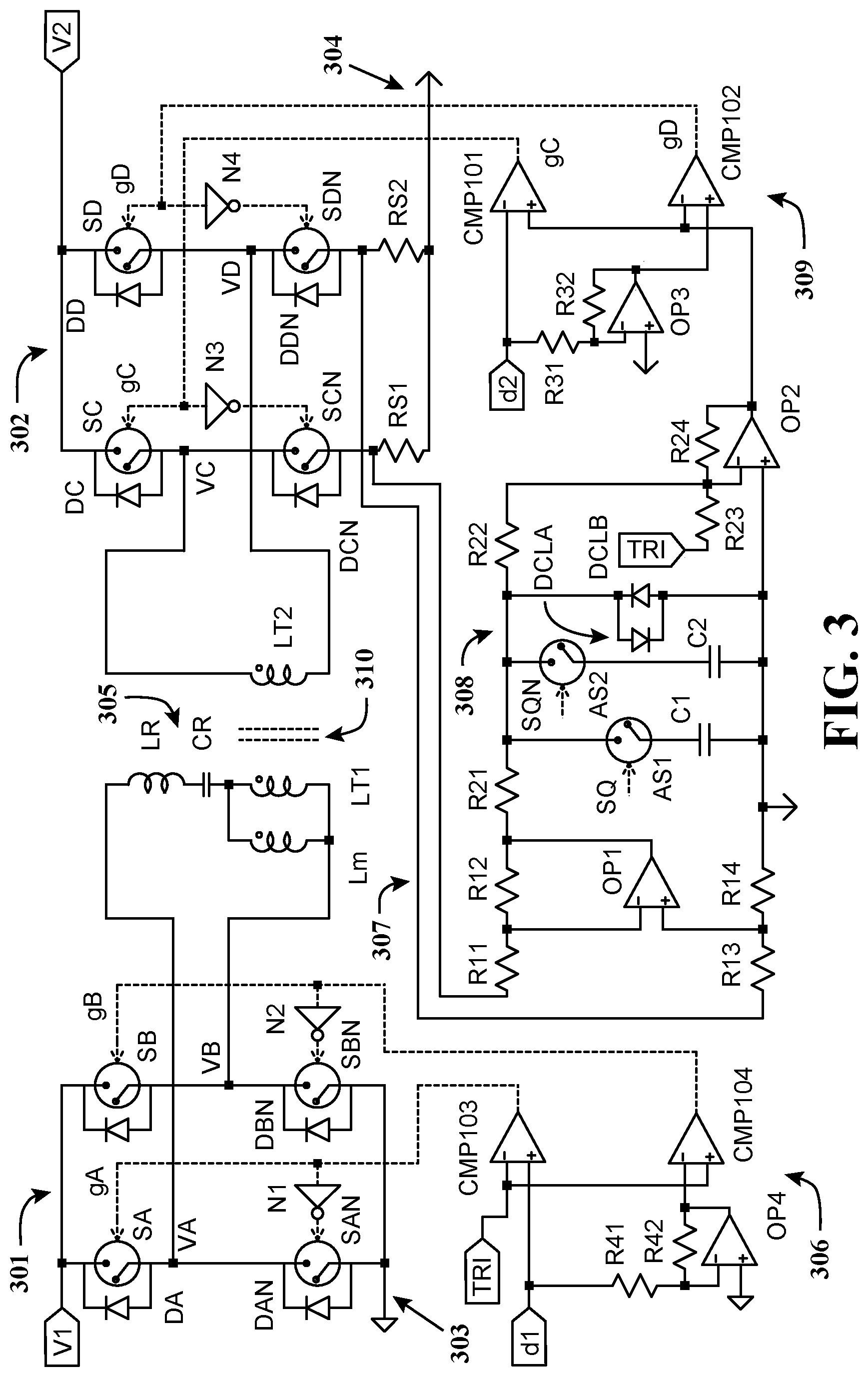 Patent US11824459 Figure 3 – Resonant converter with synchronous average harmonic current control