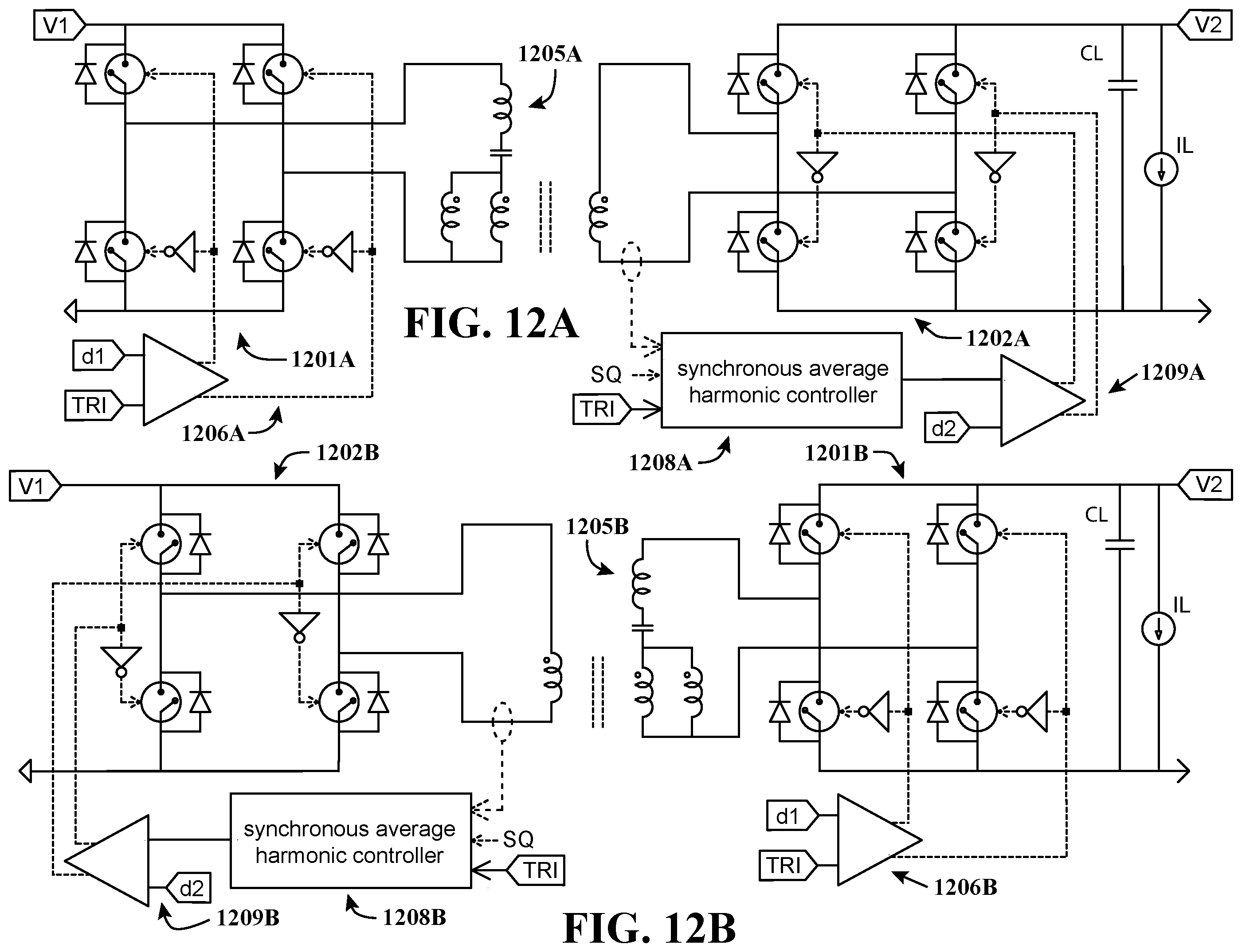 Patent US11824459 Figure 12 – Resonant converter with synchronous average harmonic current control