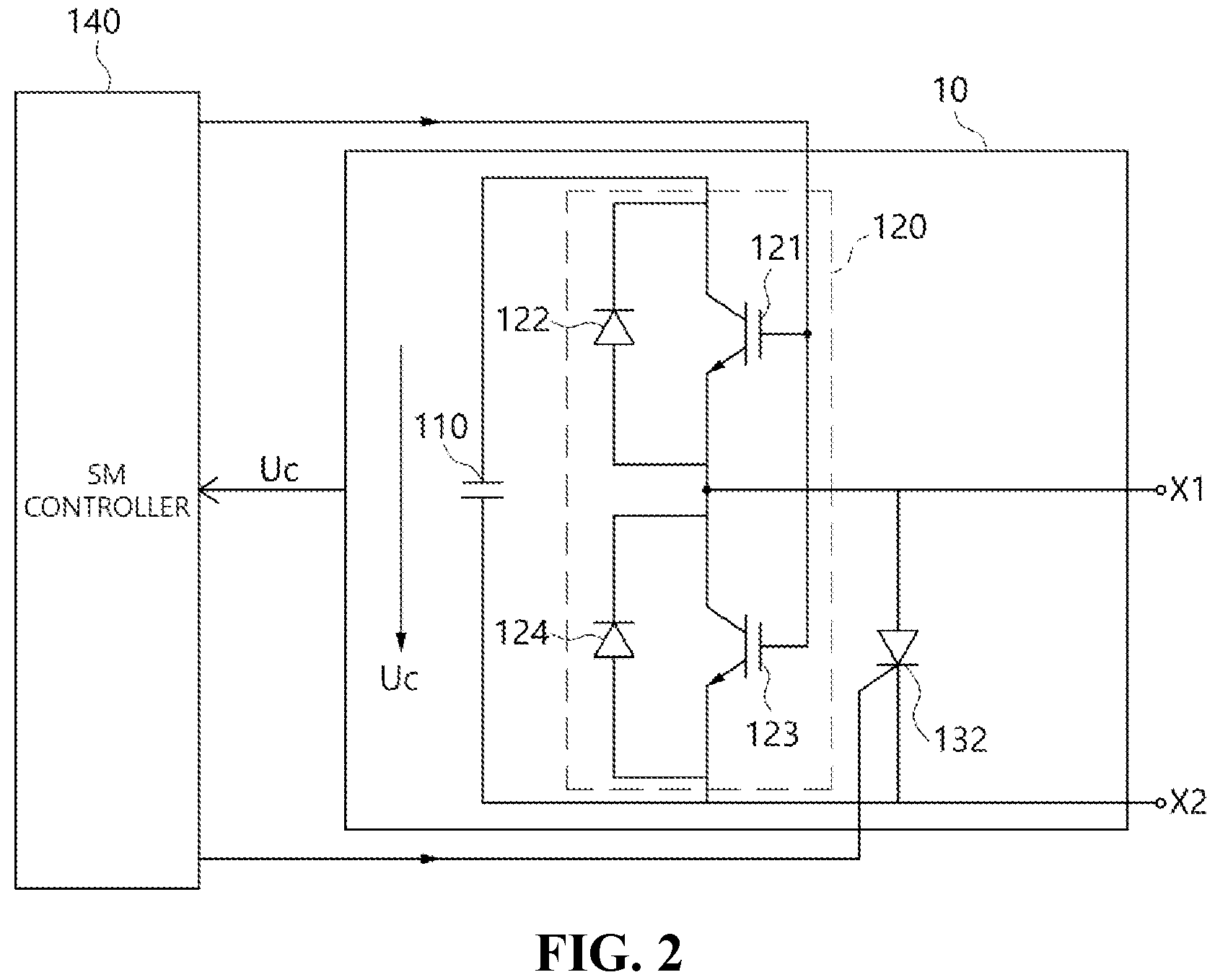 Patent US11824462 Figure 2 – Sub-module of power converter including bypass switch