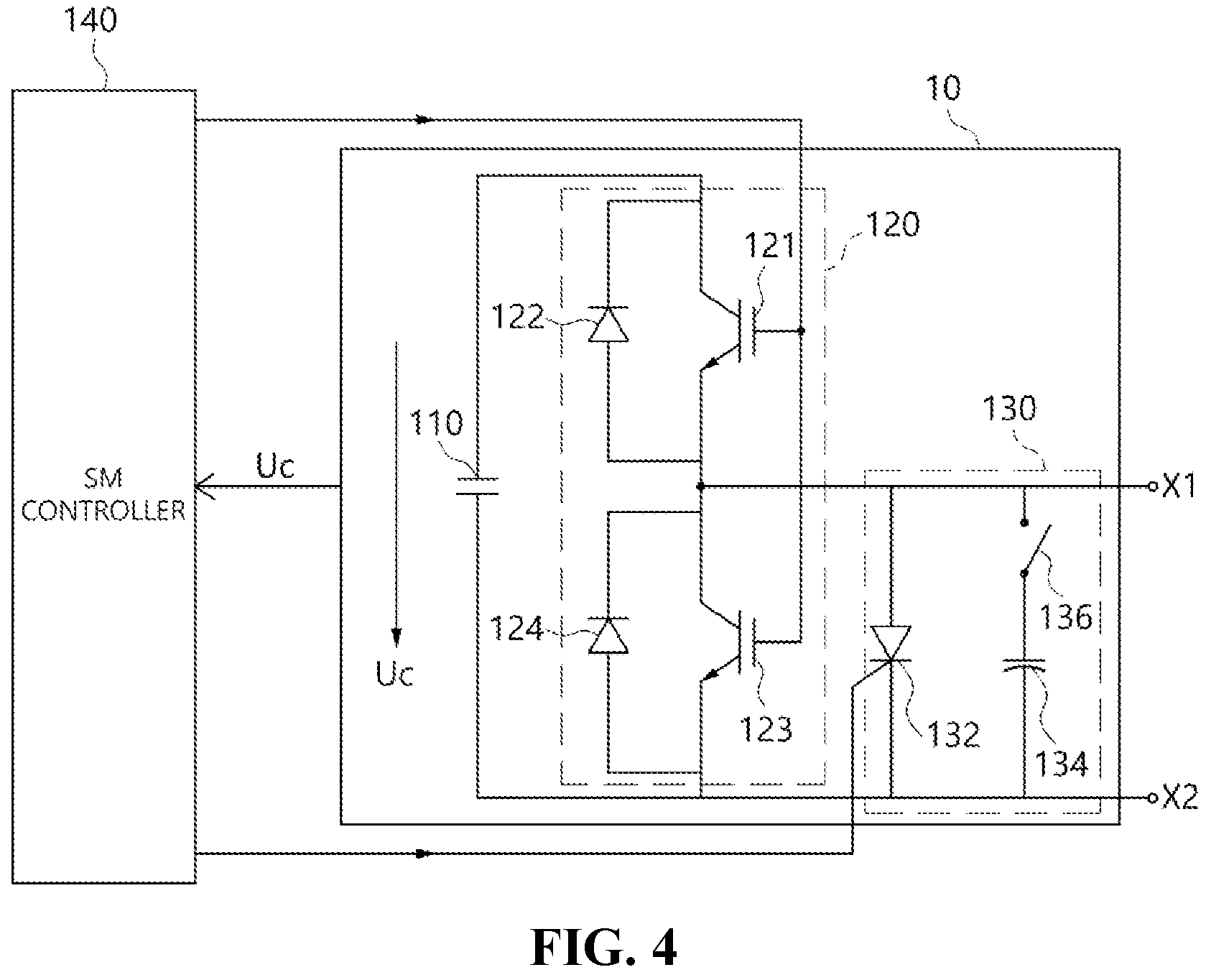 Patent US11824462 Figure 4 – Sub-module of power converter including bypass switch