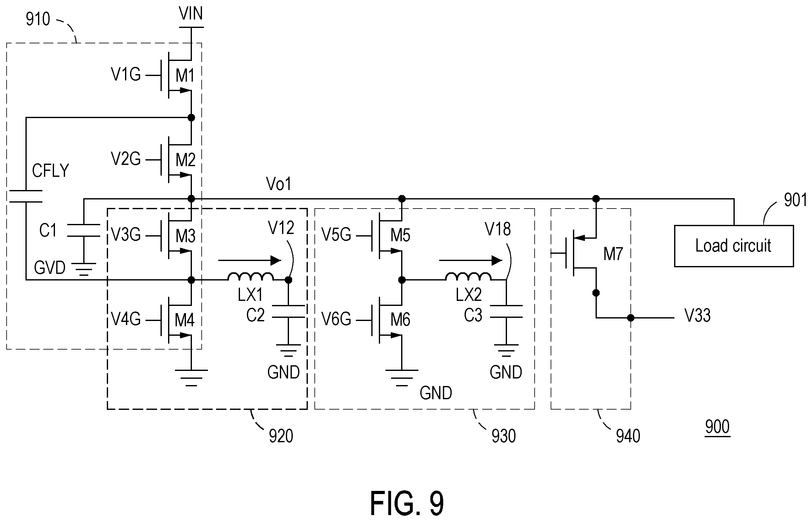Patent US11824463 Figure 7 – Multiple output voltage generator