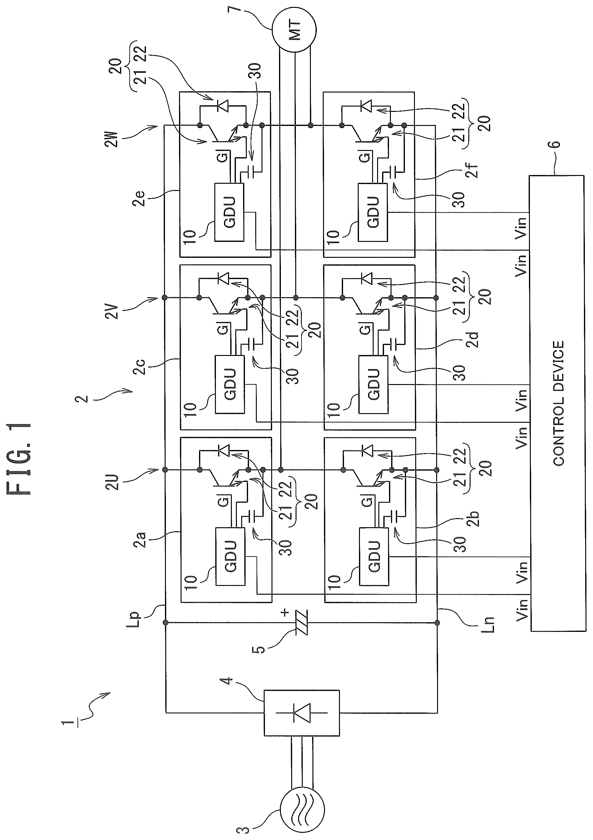 Patent US11824464 Figure 1 – Semiconductor device with switching element protection