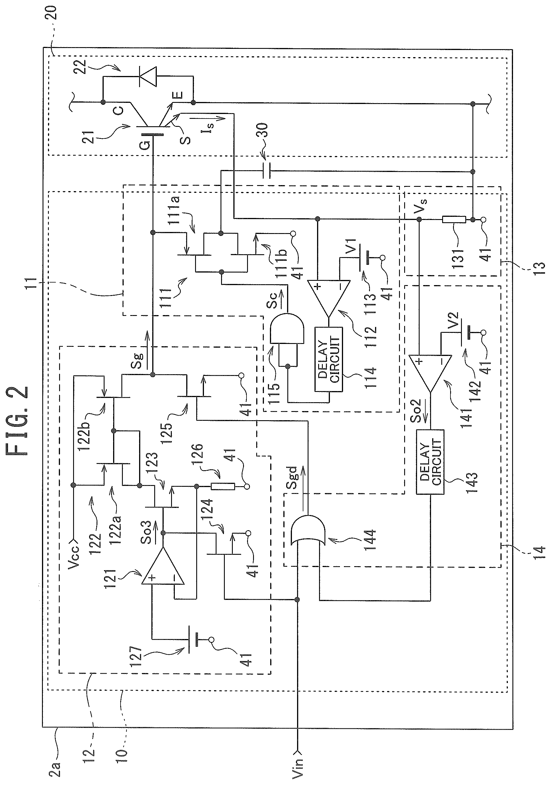 Patent US11824464 Figure 2 – Semiconductor device with switching element protection