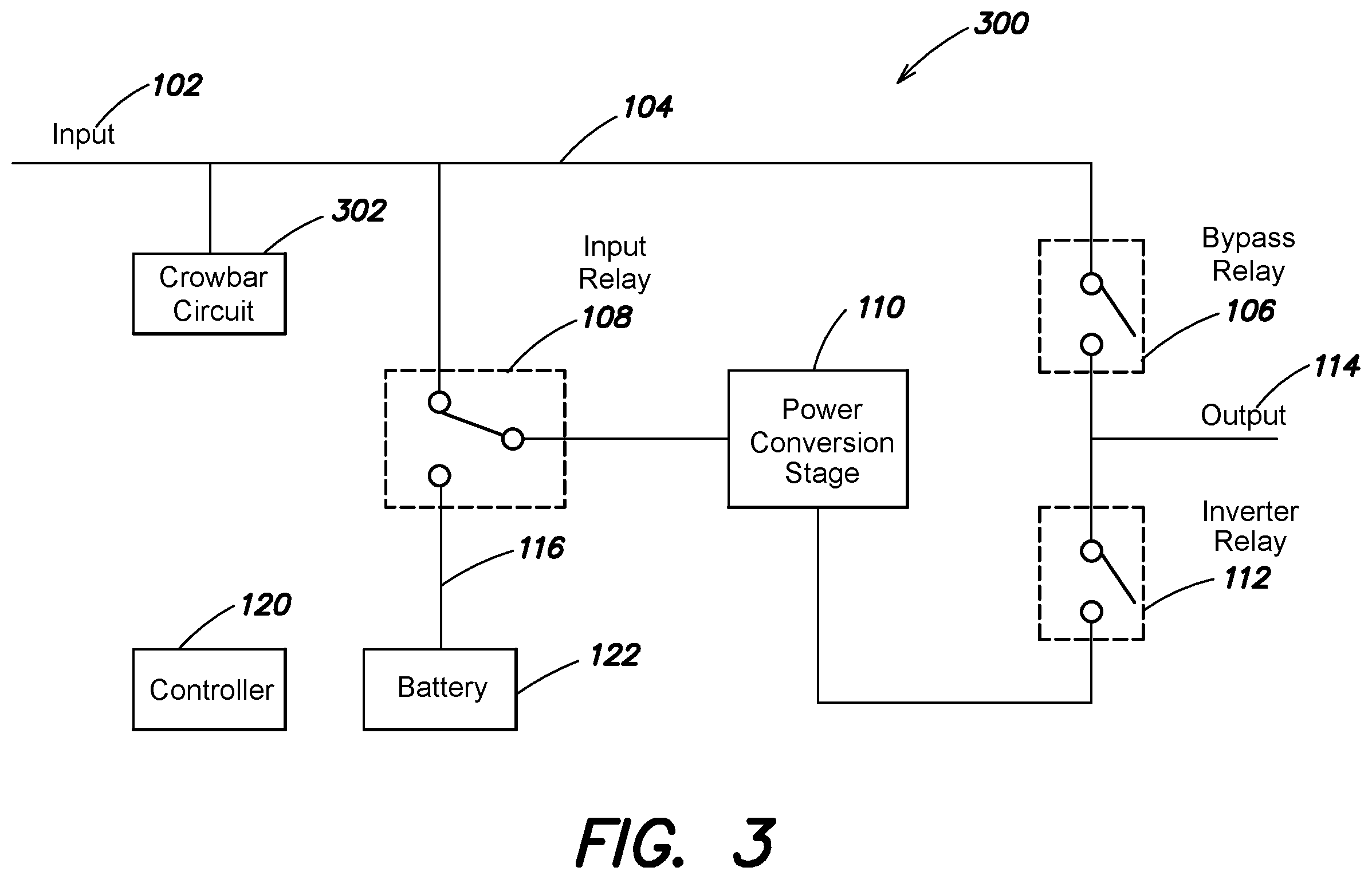 Patent US11824466 Figure 4 – Instantaneous line swell protection for UPS