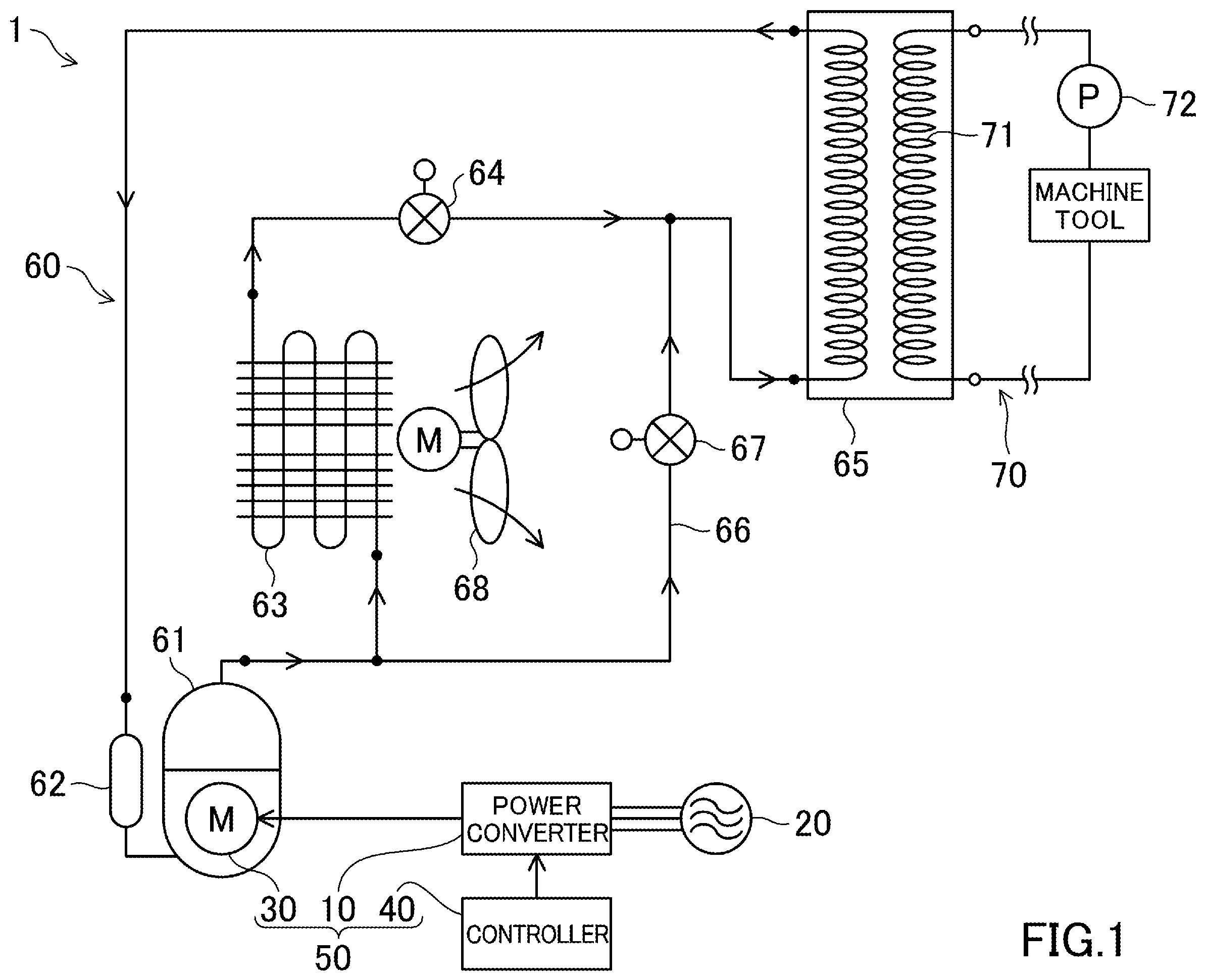 Patent US11824472 Figure 1 – Motor drive apparatus and cooling apparatus