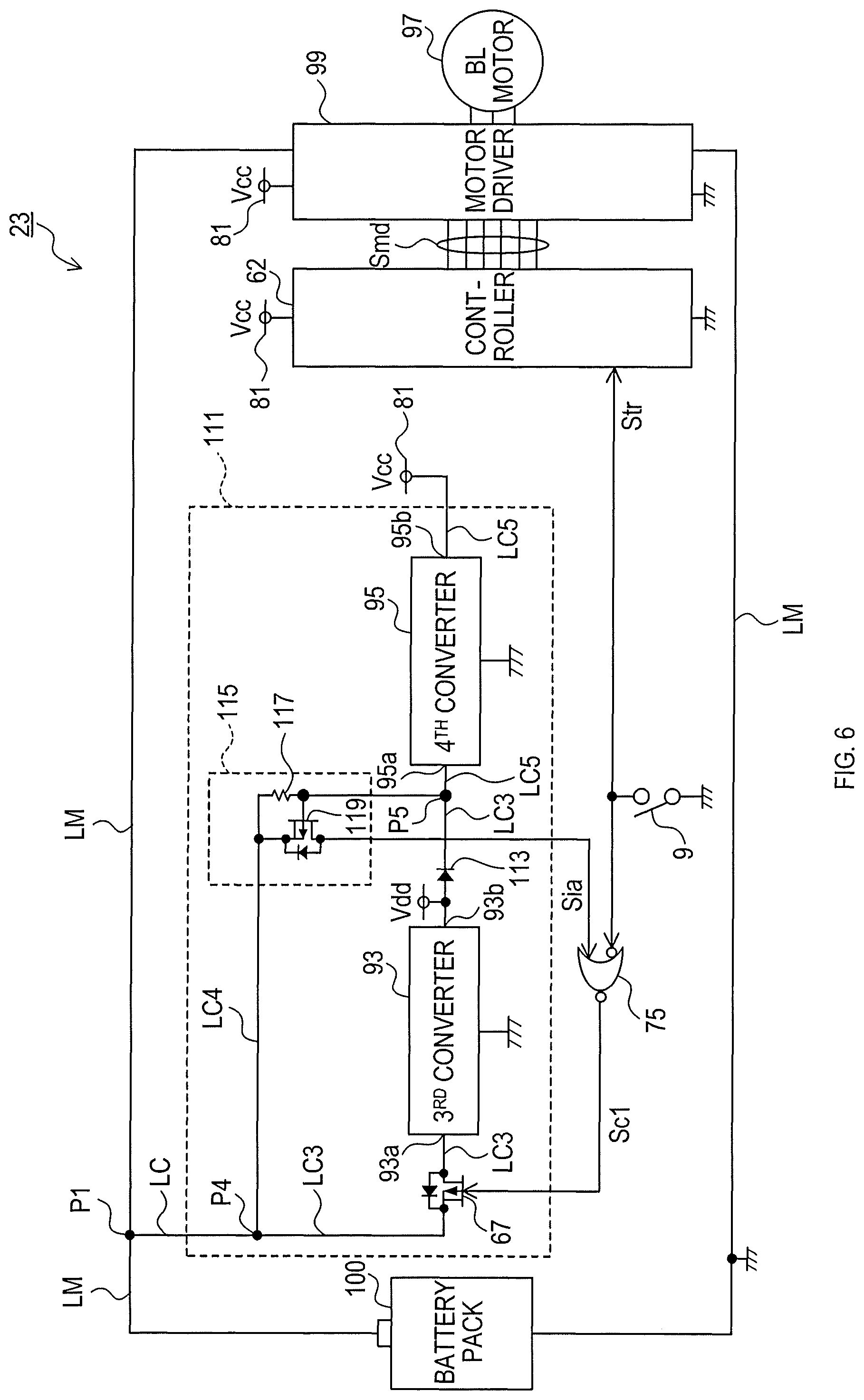 Patent US11824473 Figure 6 – Electric working machine, and method for supplying electric power to controller of electric working machine
