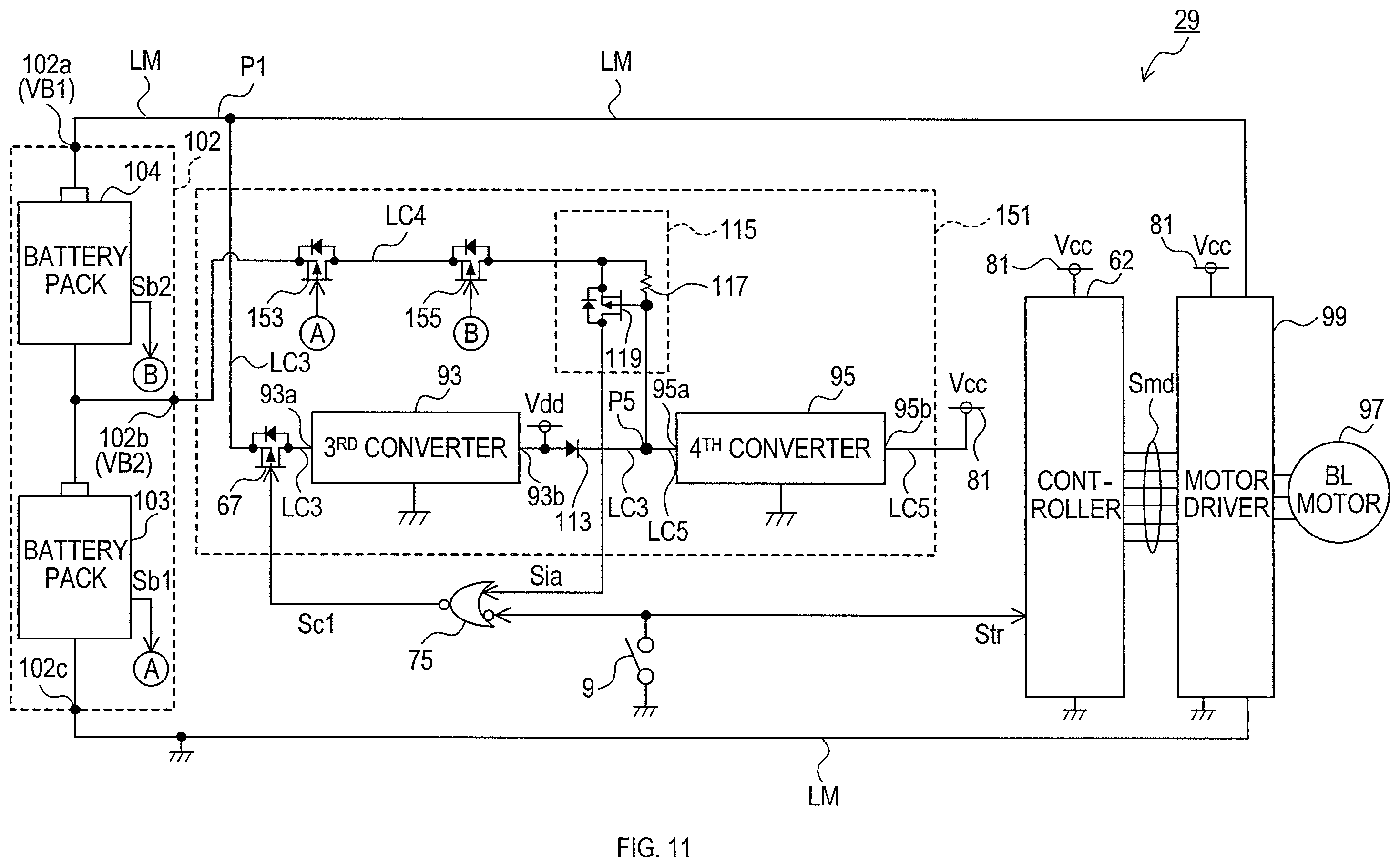 Patent US11824473 Figure 11 – Electric working machine, and method for supplying electric power to controller of electric working machine