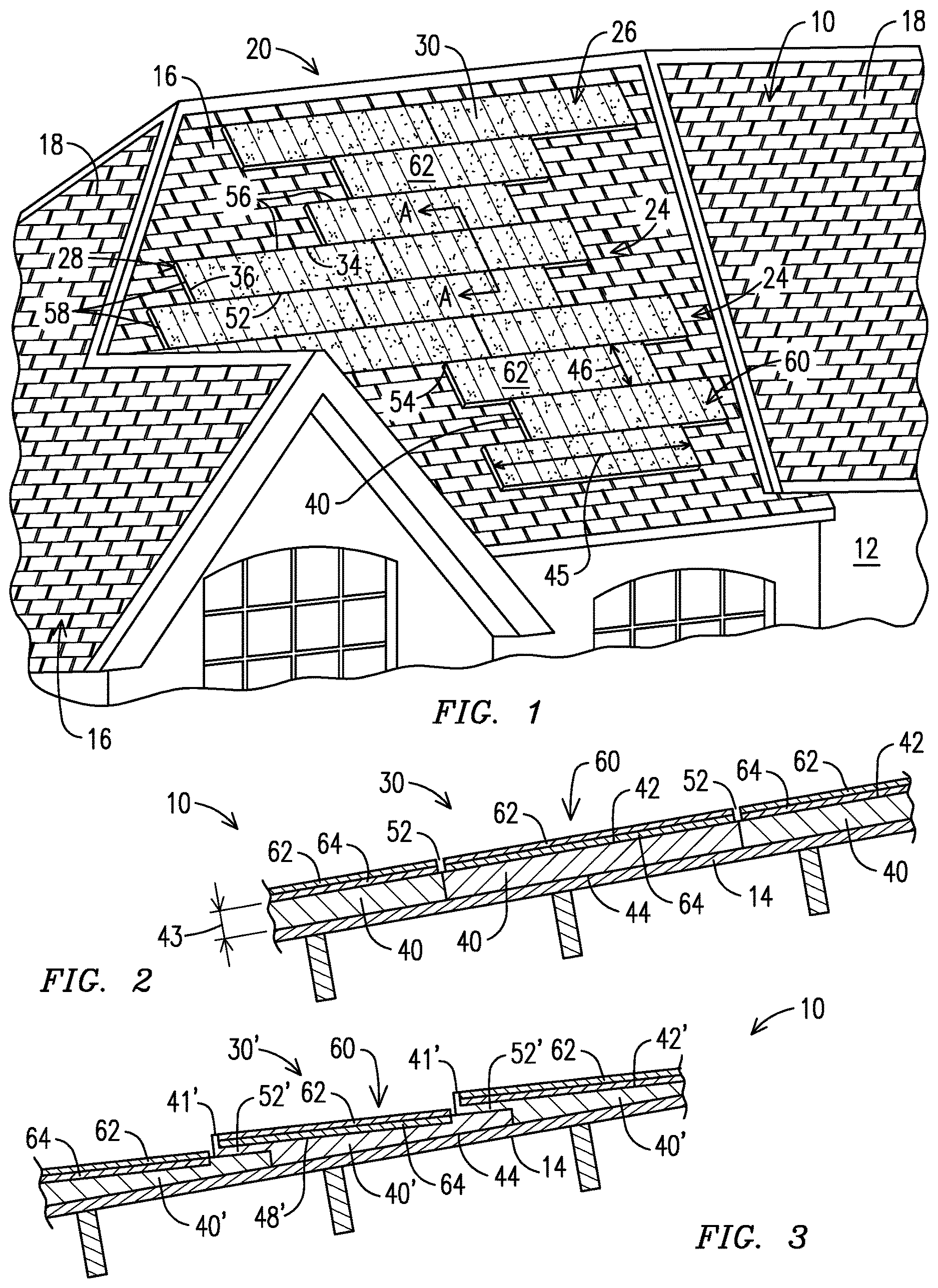 Patent US11824482 Figure 1 – Solar roof panel system with edge and surface treatments