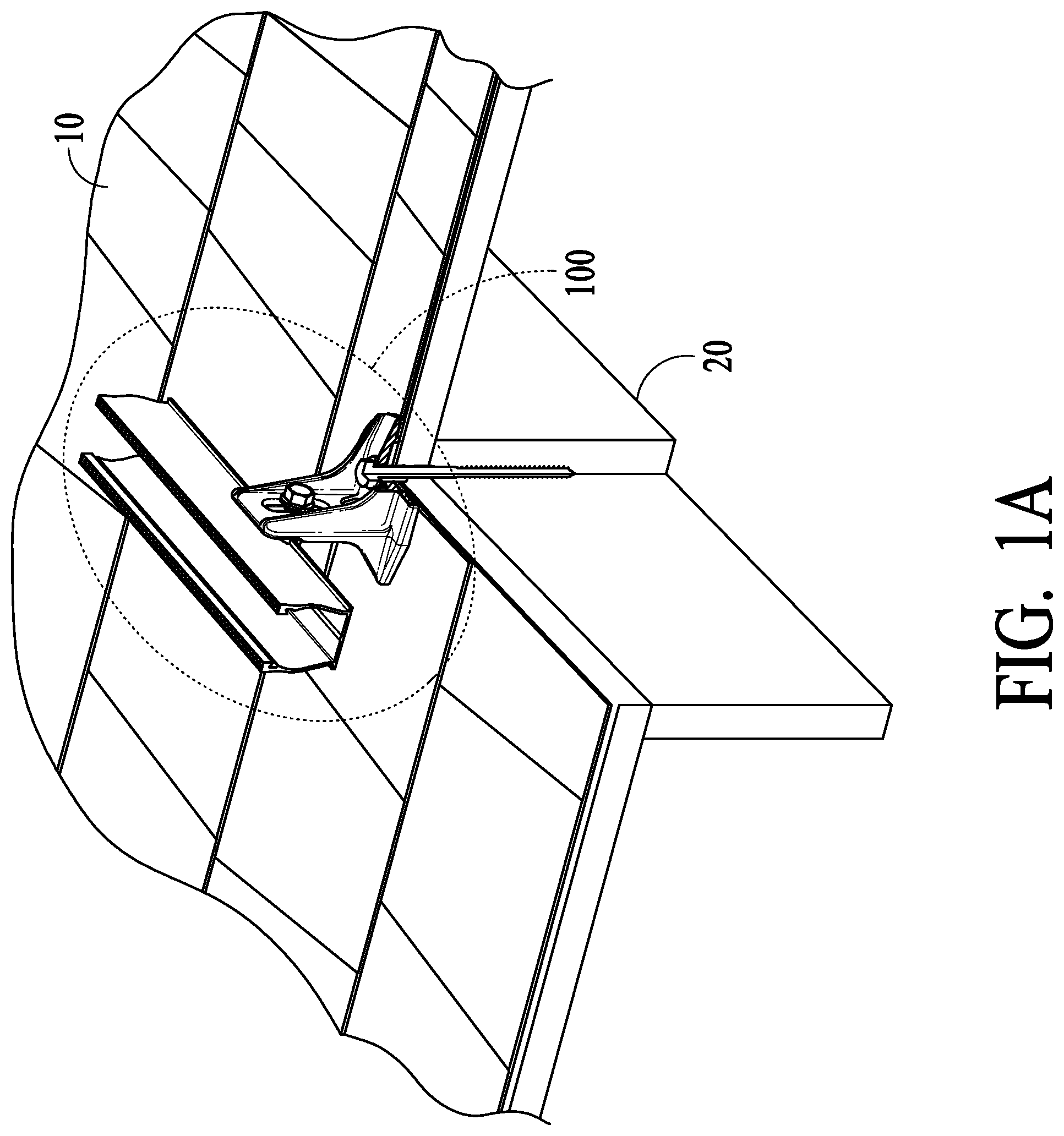 Patent US11824483 Figure 1 – Single-piece hinged clamp for track mounting assemblies