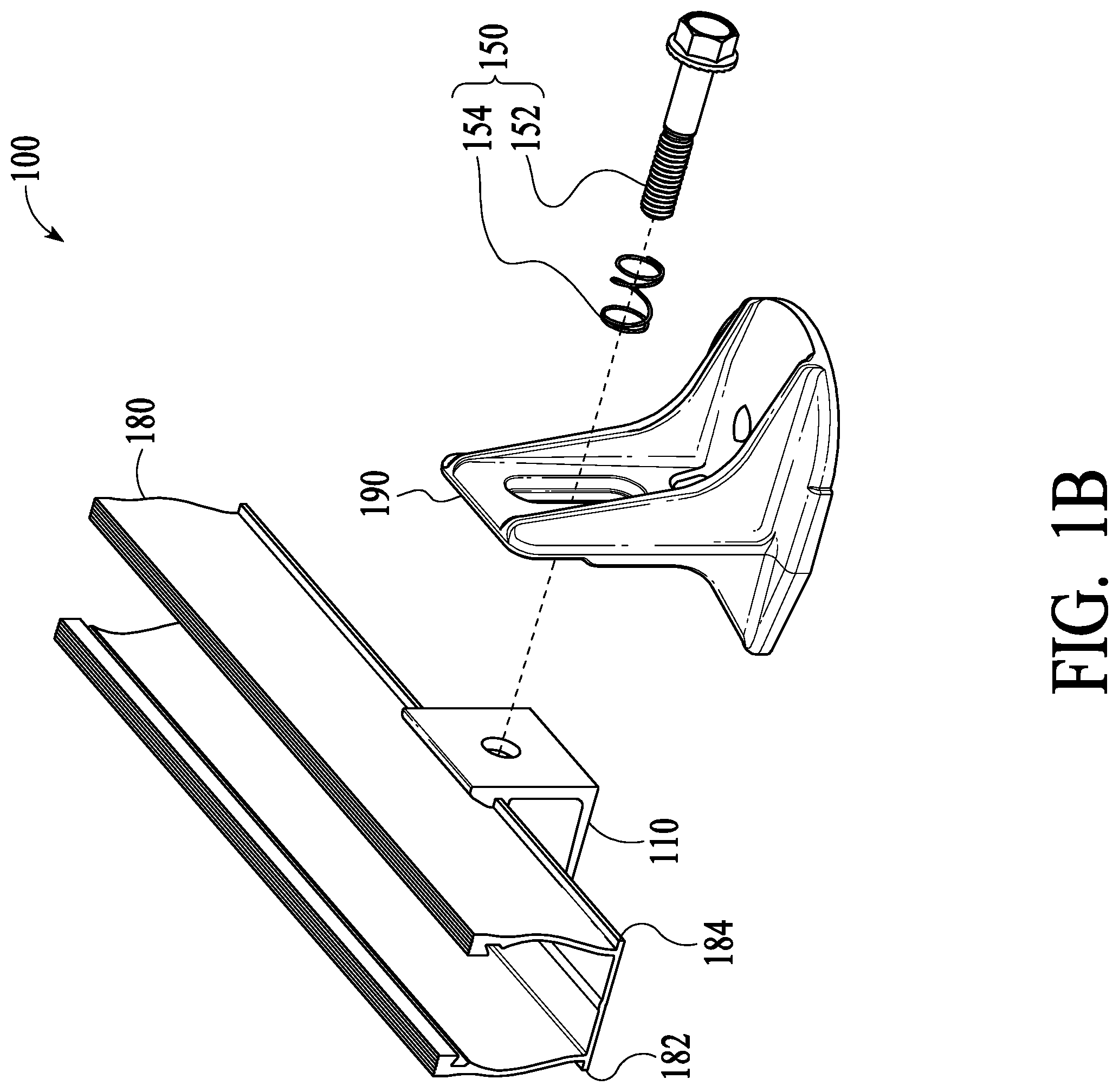 Patent US11824483 Figure 2 – Single-piece hinged clamp for track mounting assemblies