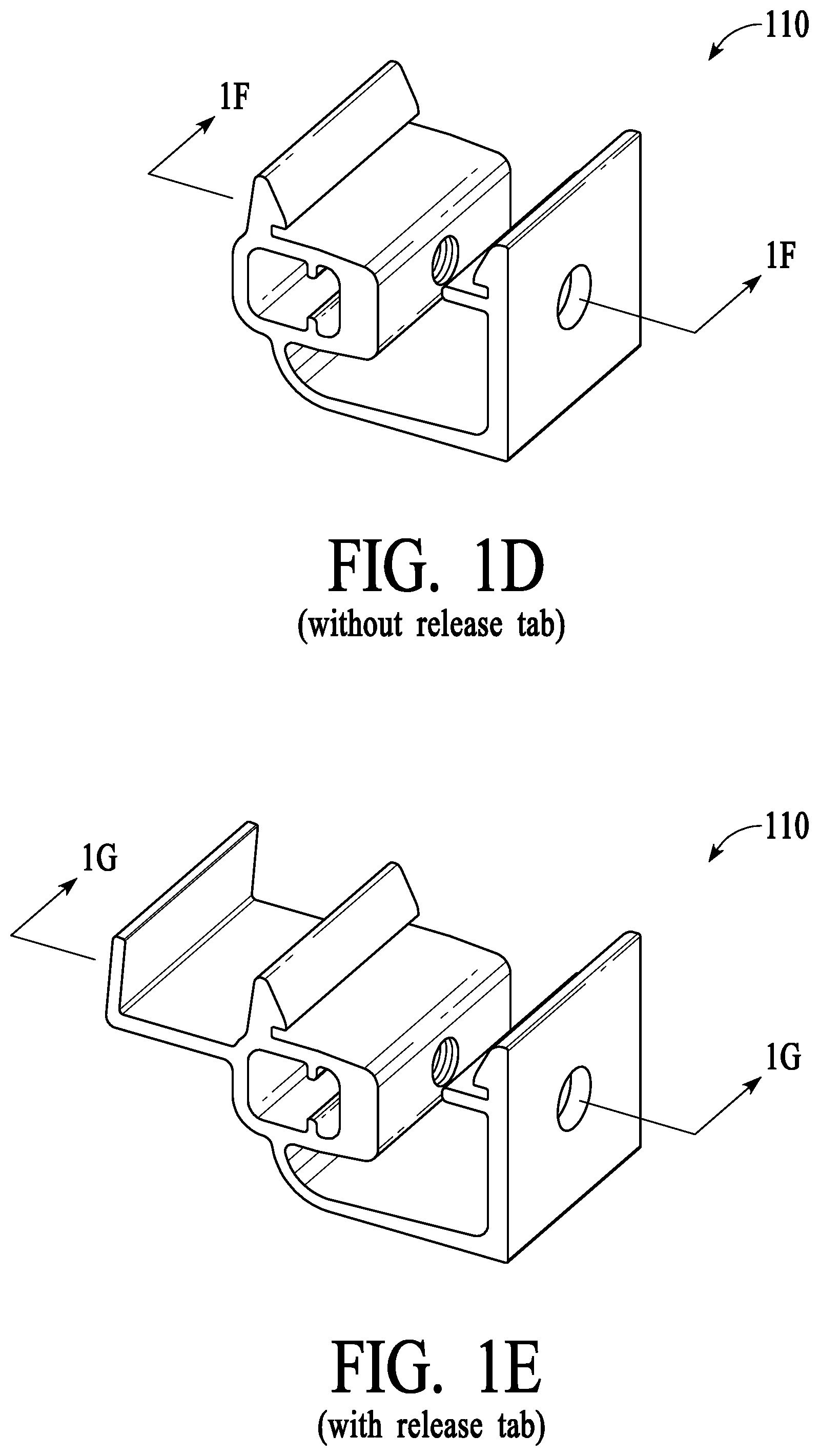 Patent US11824483 Figure 4 – Single-piece hinged clamp for track mounting assemblies