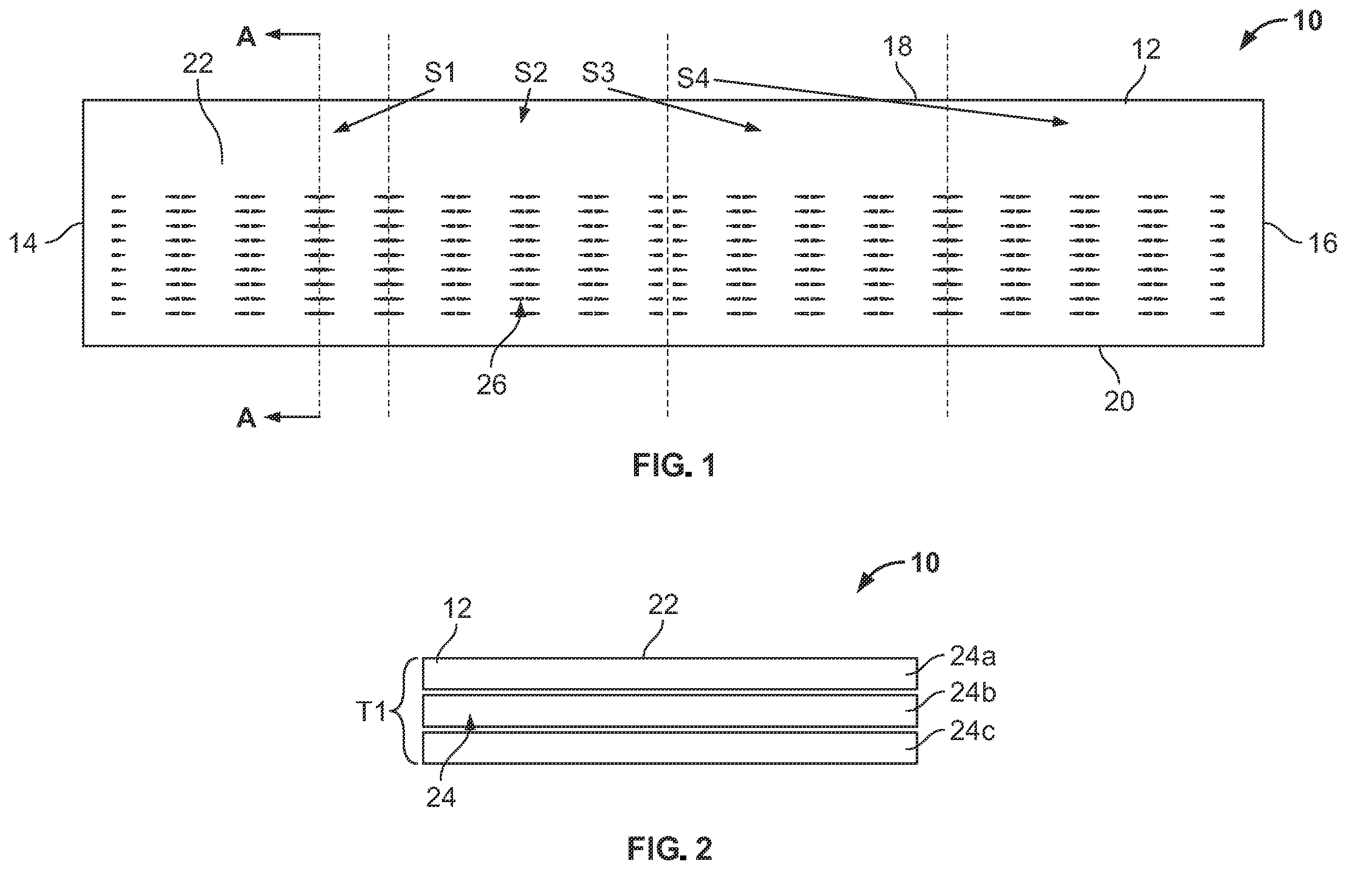 Patent US11824486 Figure 1 – Roofing shingles for mimicking the appearance of photovoltaic modules