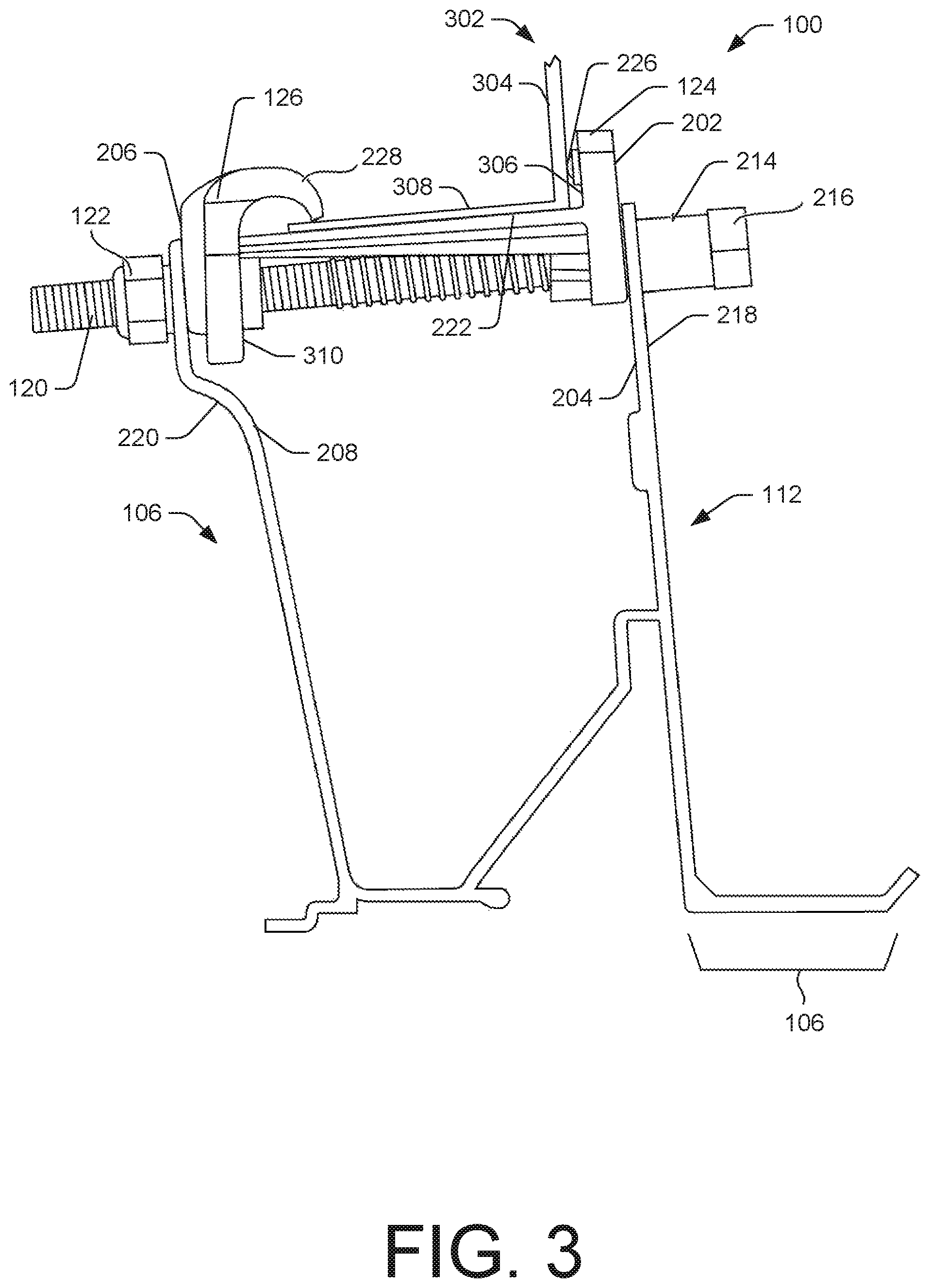 Patent US11824489 Figure 3 – Photovoltaic module clamp assembly