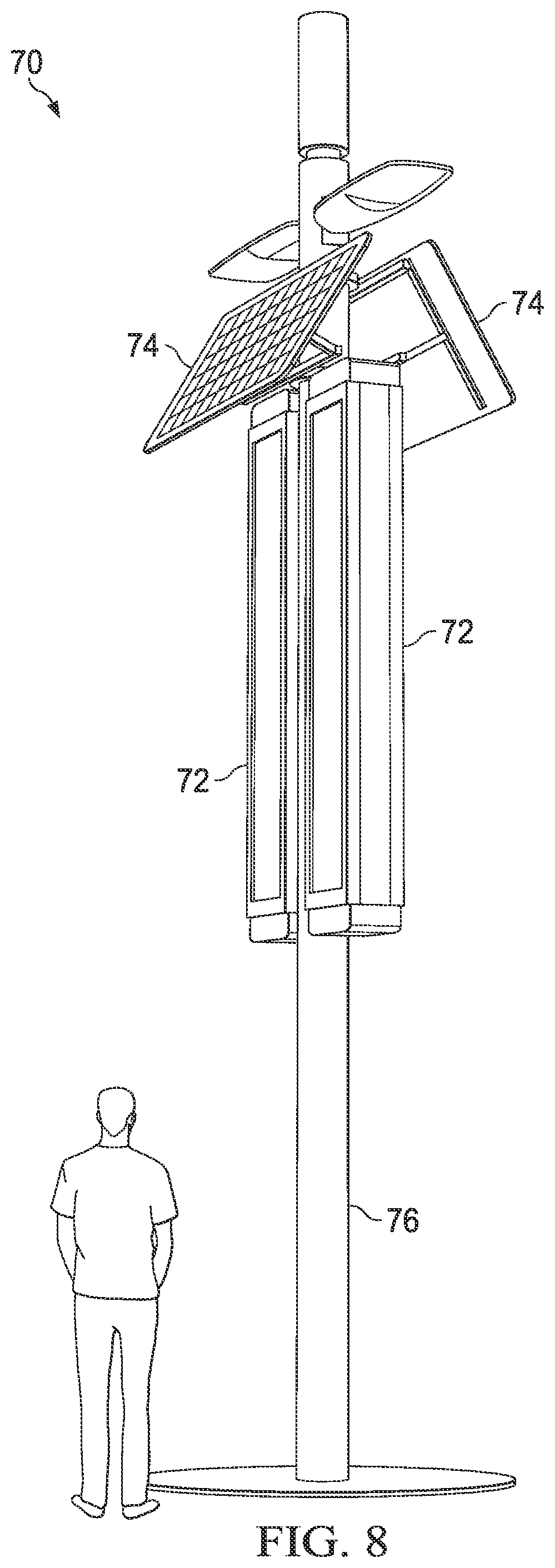 Patent US11824495 Figure 8 – Electronic display assemblies with solar panels