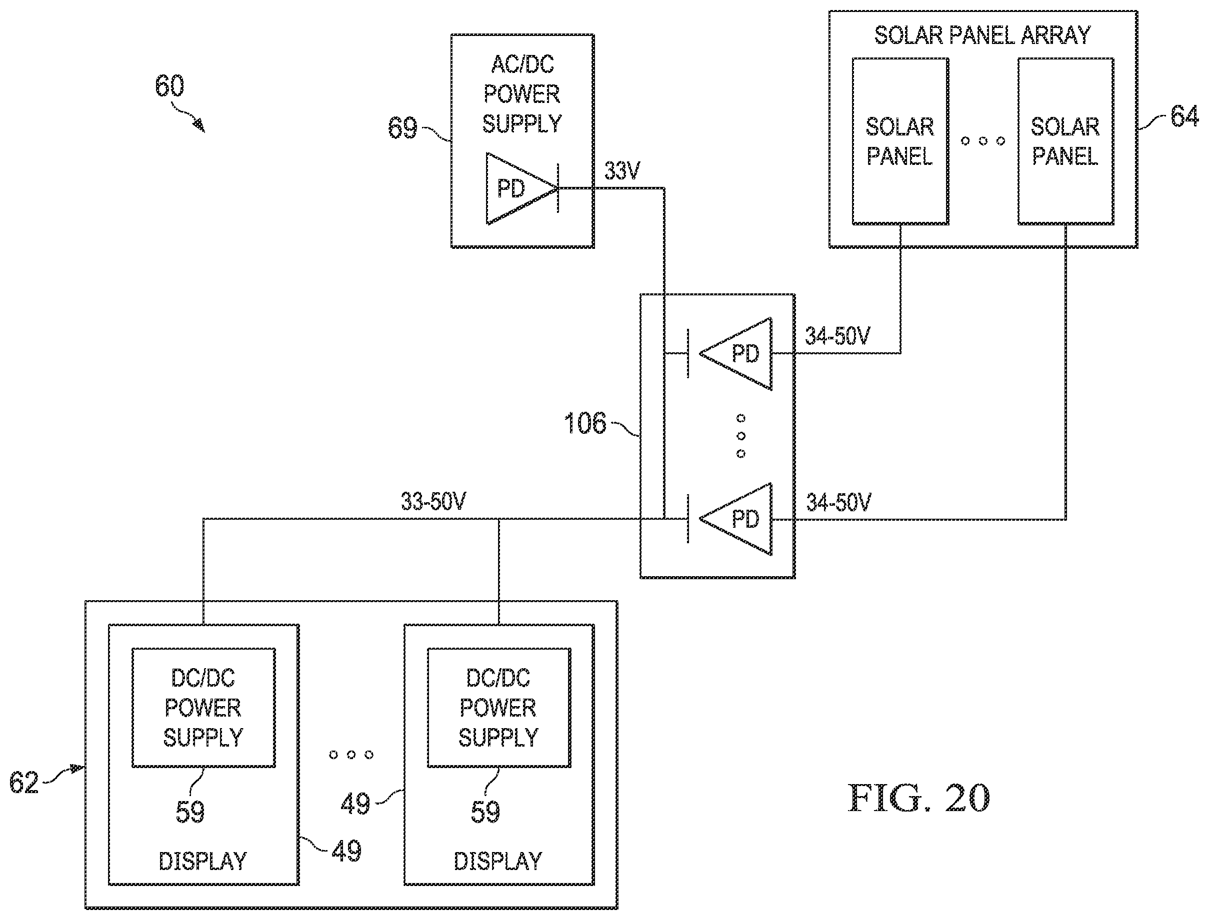 Patent US11824495 Figure 20 – Electronic display assemblies with solar panels