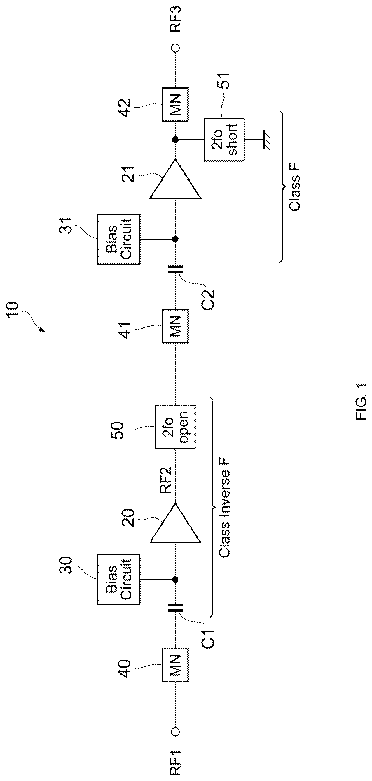 Patent US11824499 Figure 1 – Power amplifier circuit