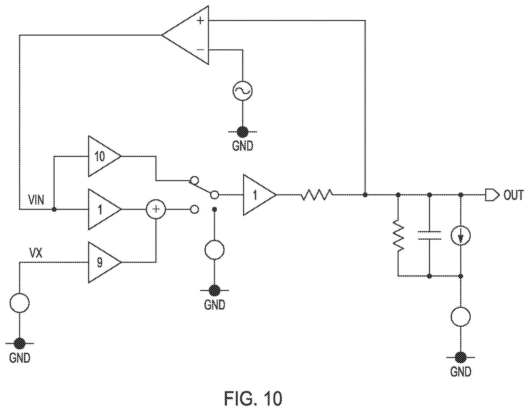 Patent US11824506 Figure 7 – Glitch reduction technique for switched amplifiers having selectable transfer gain