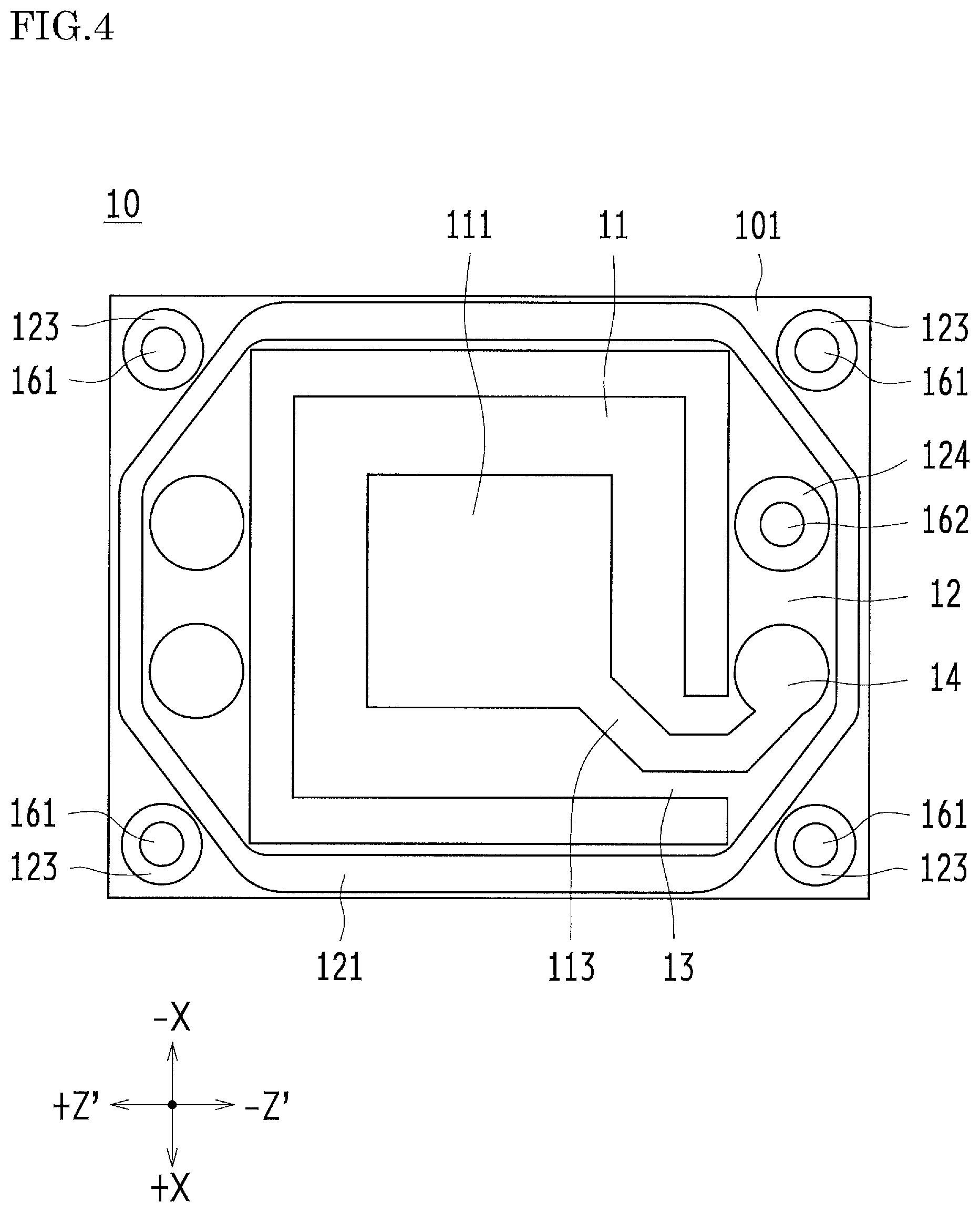 Patent US11824512 Figure 4 – Piezoelectric resonator device
