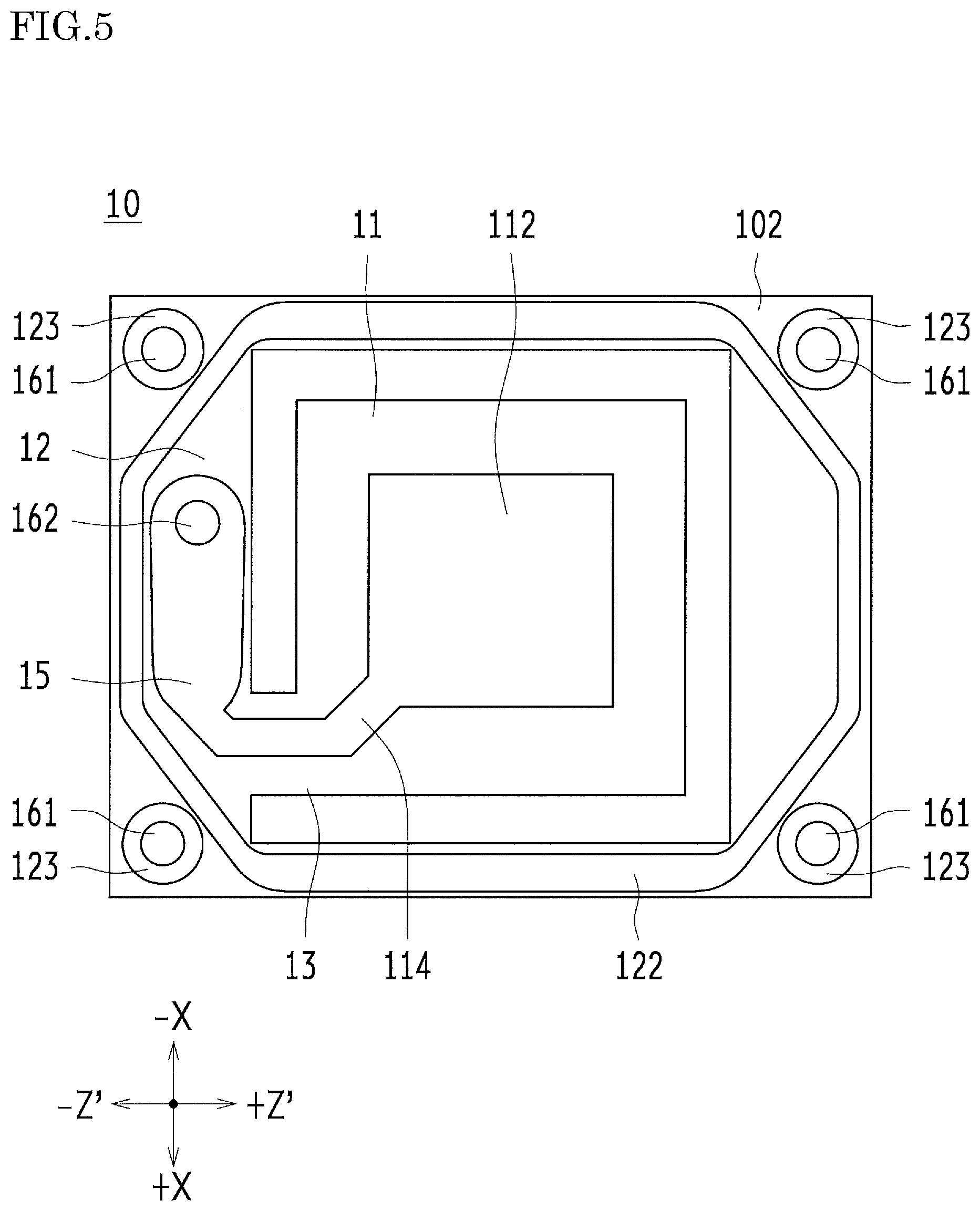 Patent US11824512 Figure 5 – Piezoelectric resonator device