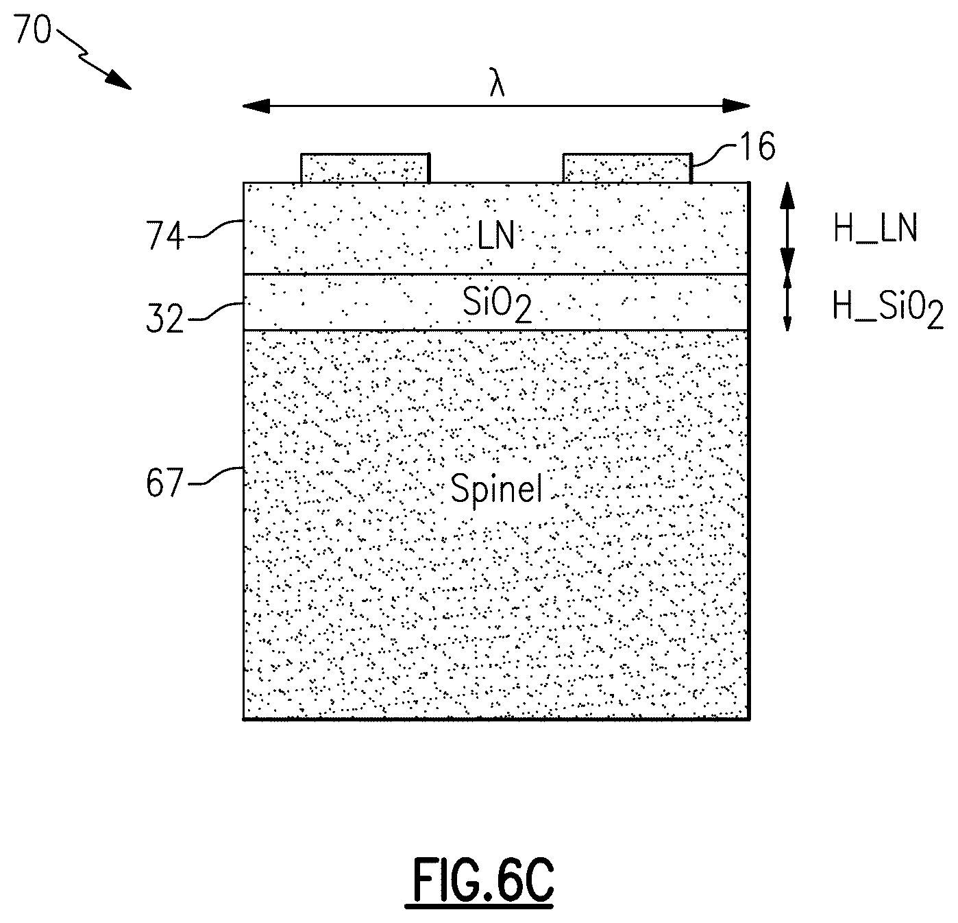 Patent US11824515 Figure 8 – Acoustic wave device with spinel layer and temperature compensation layer