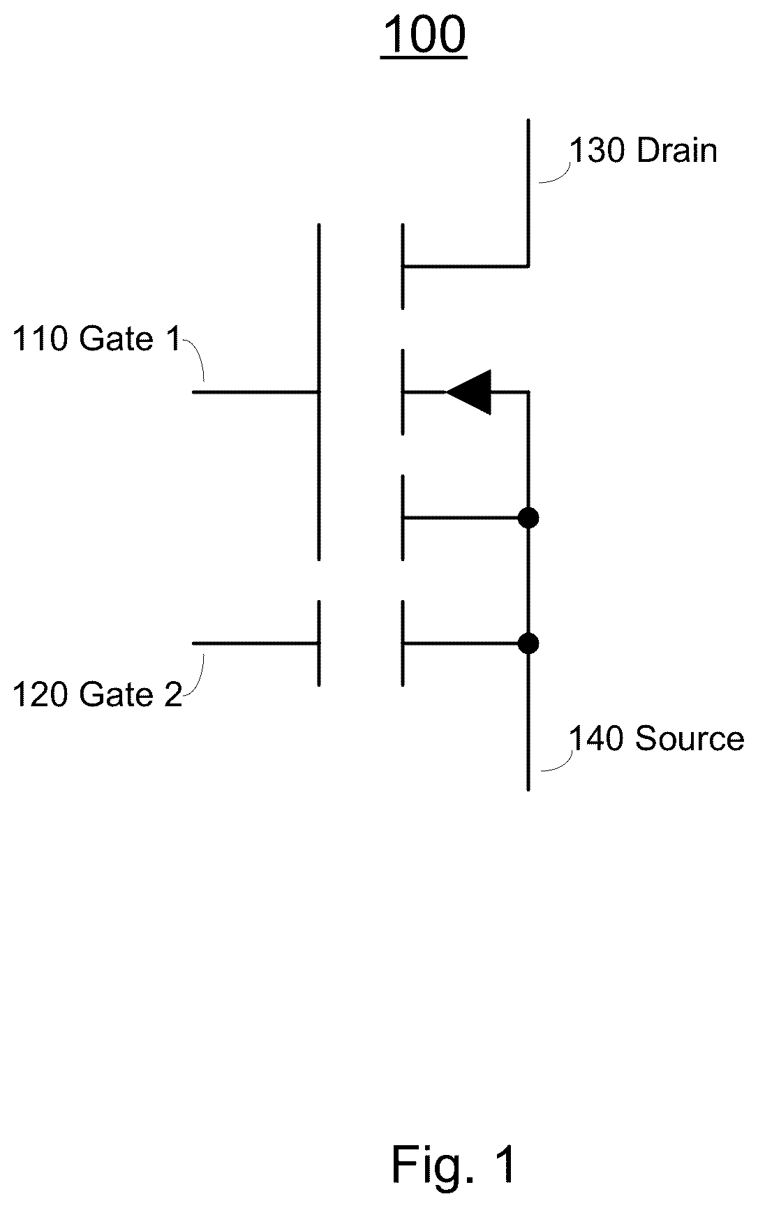 Patent US11824523 — Semiconductor device with multiple independent gates — Figure 1