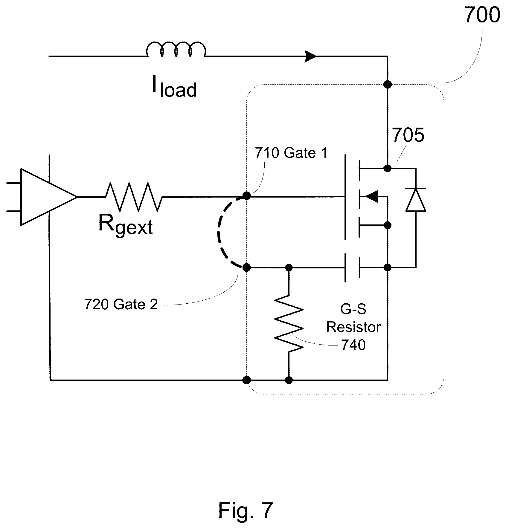 Patent US11824523 Figure 7 – Semiconductor device with multiple independent gates