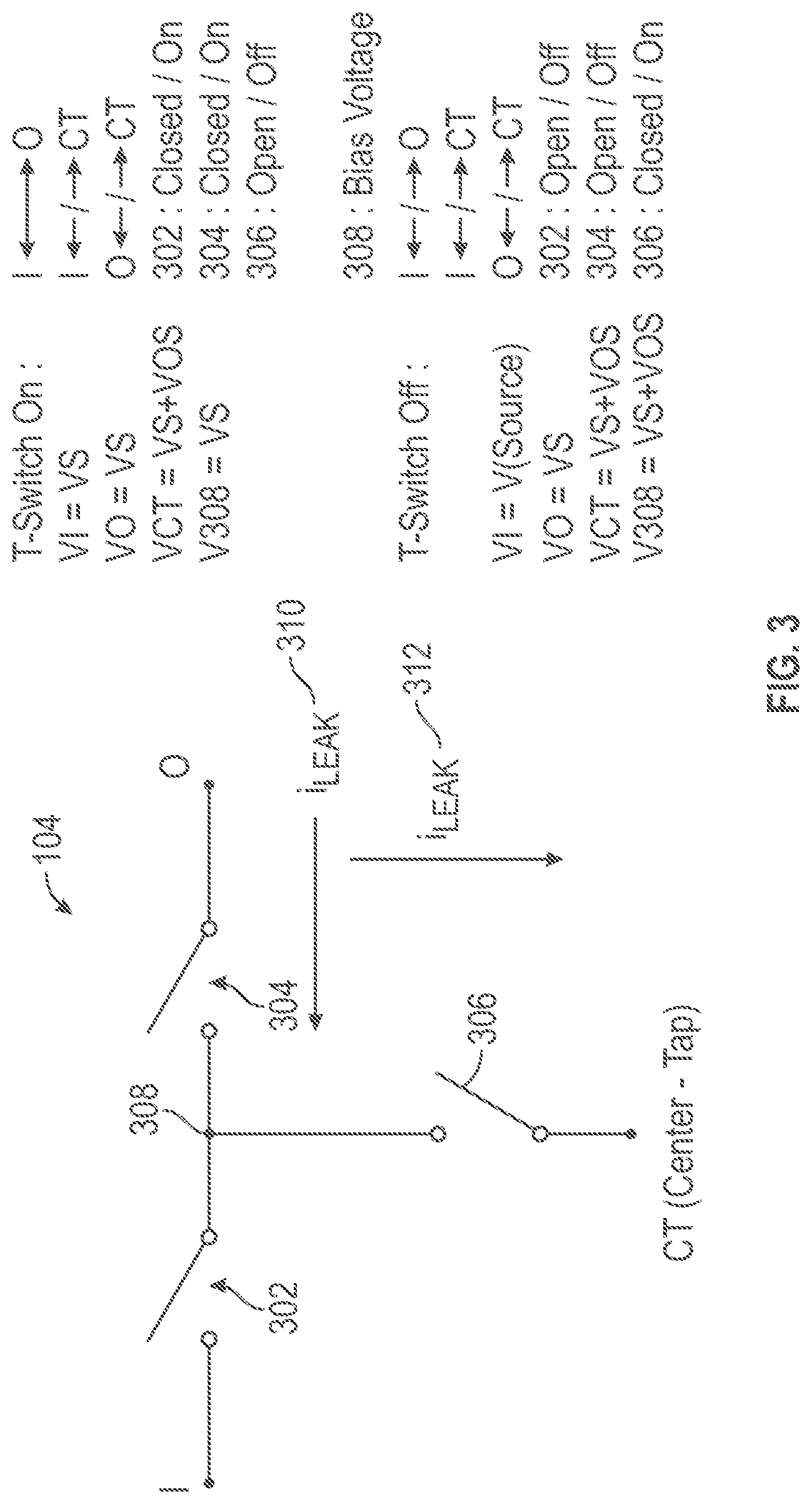 Patent US11824525 Figure 3 – T-switch with reduced current leakage