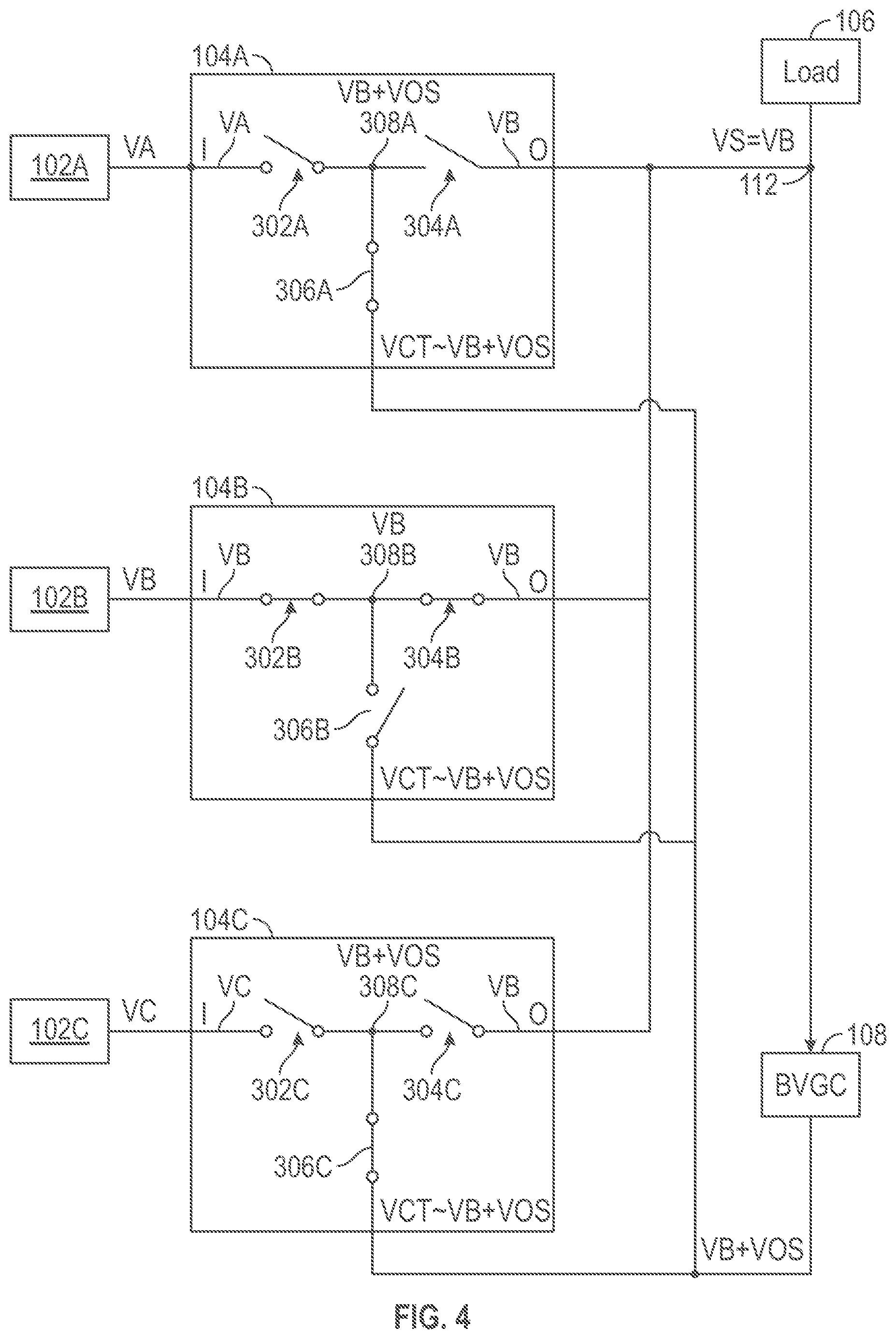 Patent US11824525 Figure 4 – T-switch with reduced current leakage