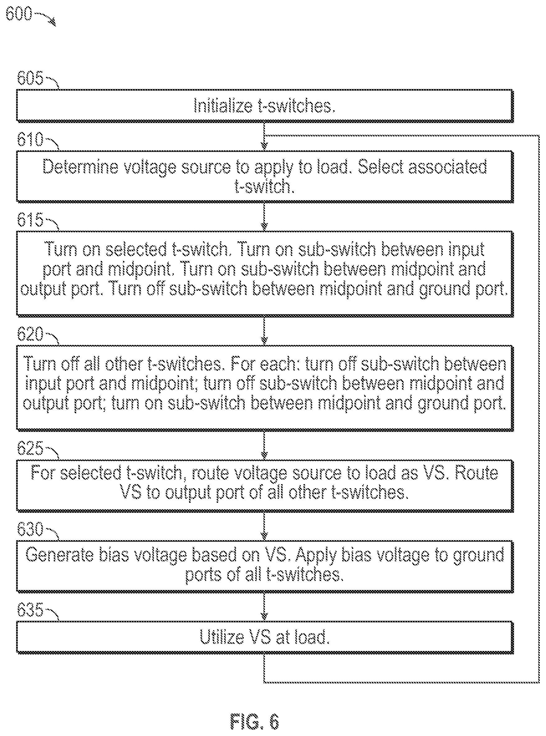 Patent US11824525 Figure 6 – T-switch with reduced current leakage