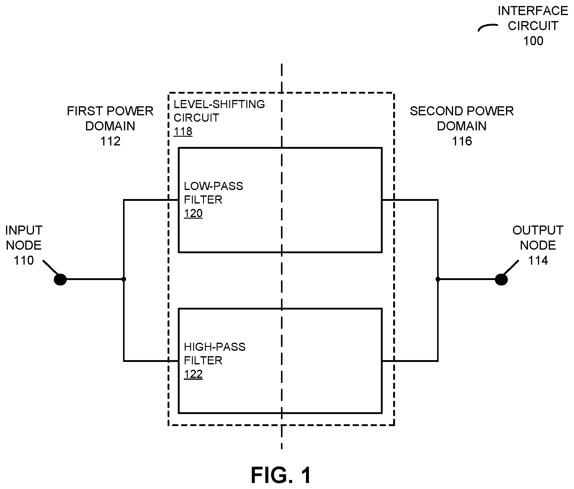 Patent US11824530 — Low latency, broadband power-domain offset-correction signal level circuit implementation — Figure 1