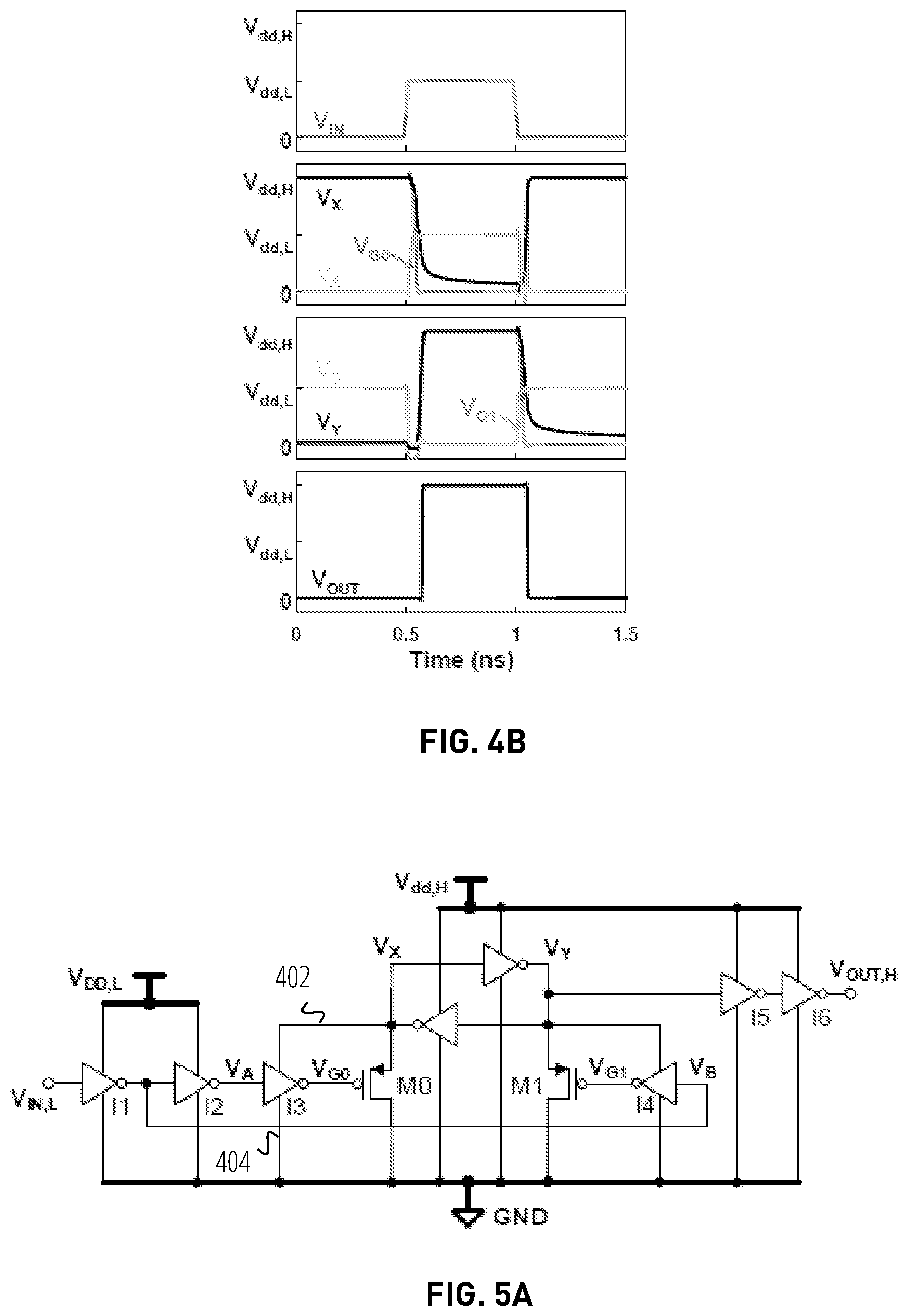 Patent US11824533 Figure 3 – Level-conversion circuits utilizing level-dependent inverter supply voltages