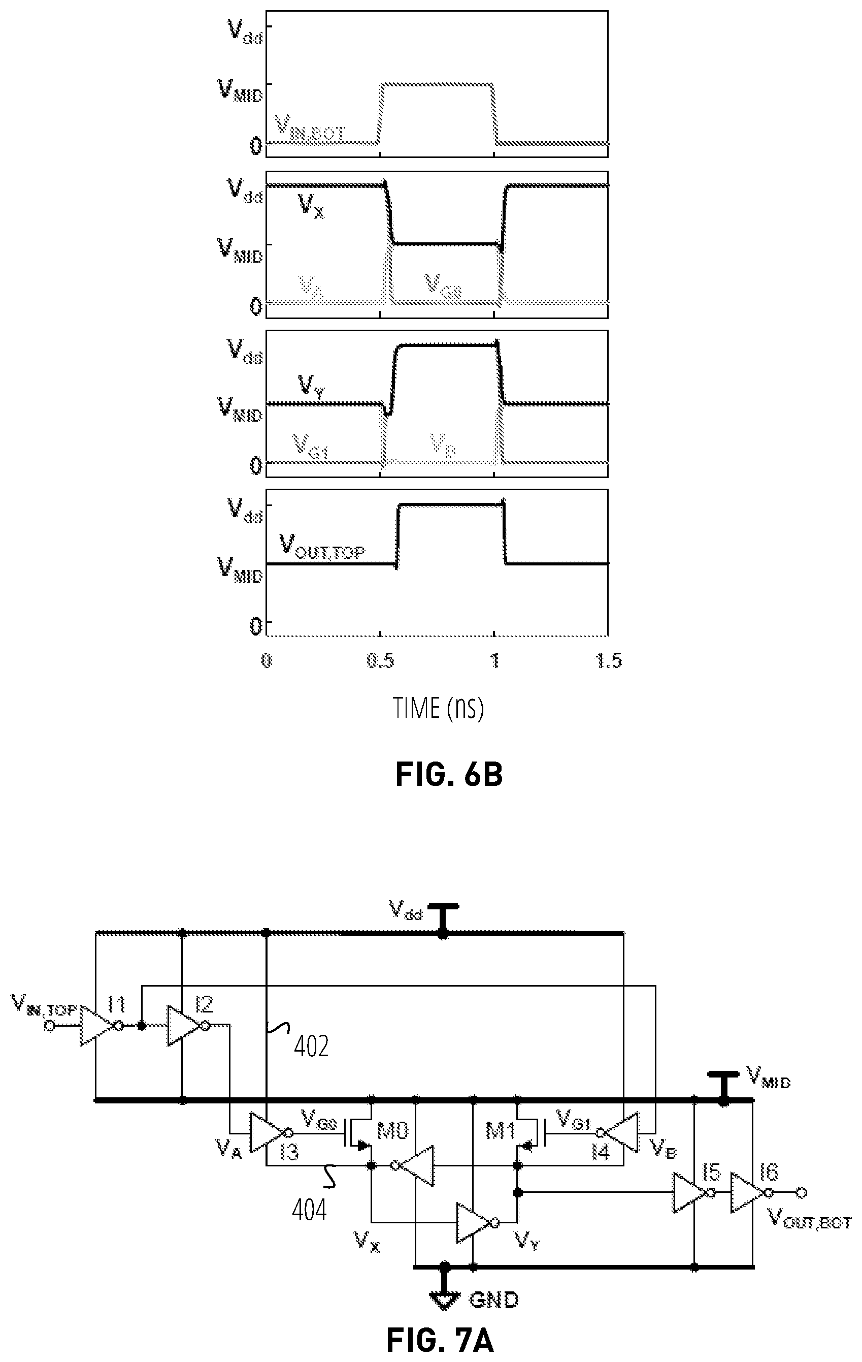 Patent US11824533 Figure 5 – Level-conversion circuits utilizing level-dependent inverter supply voltages