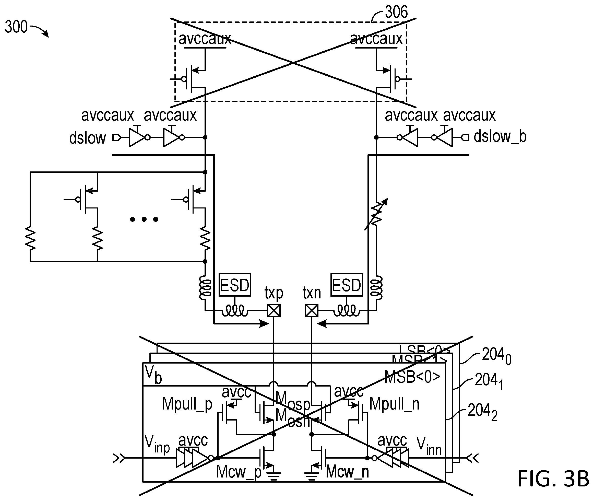 Patent US11824534 Figure 4 – Transmit driver architecture with a jtag configuration mode, extended equalization range, and multiple power supply domains