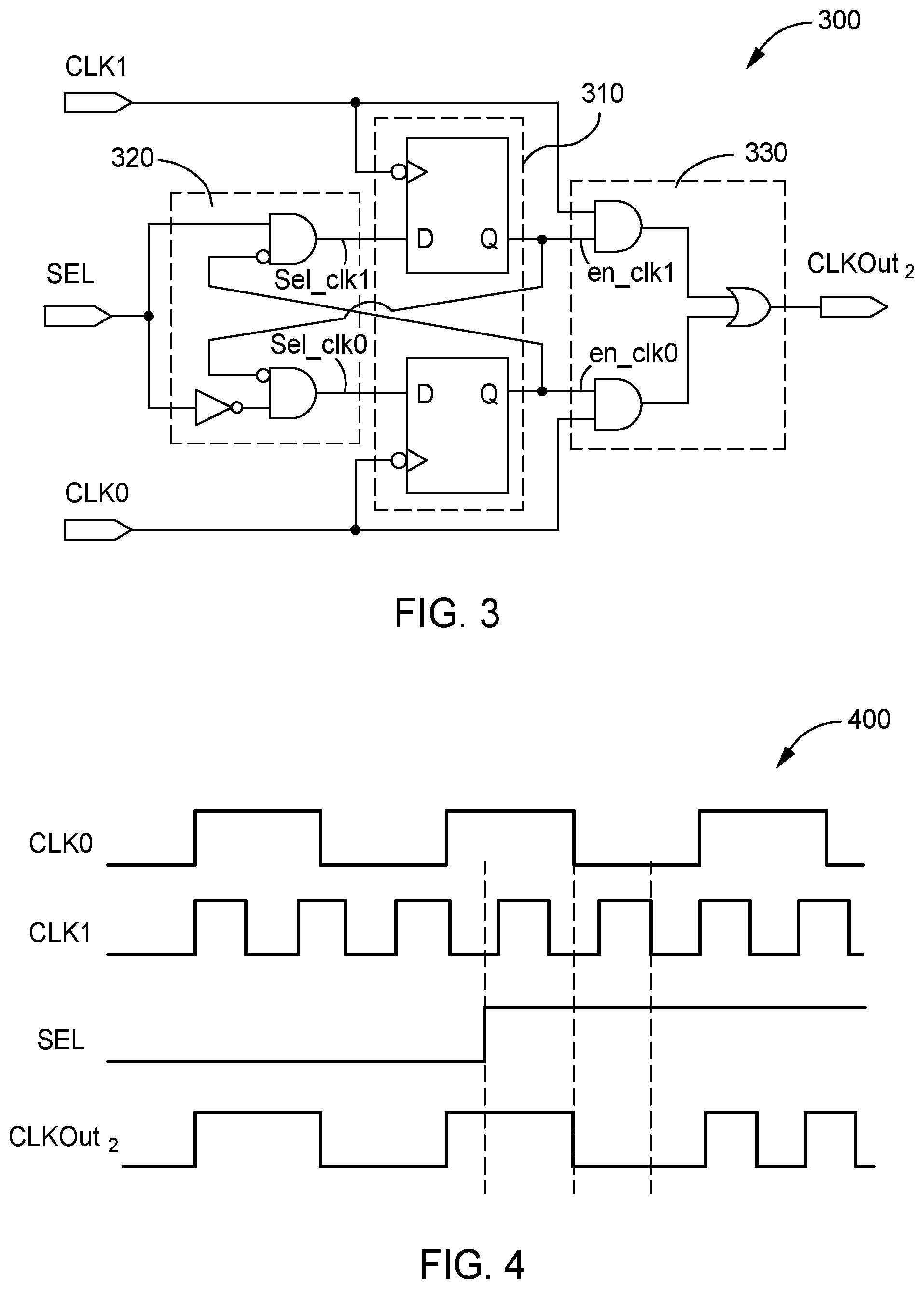 Patent US11824539 Figure 2 – Clock multiplexer circuitry with glitch reduction