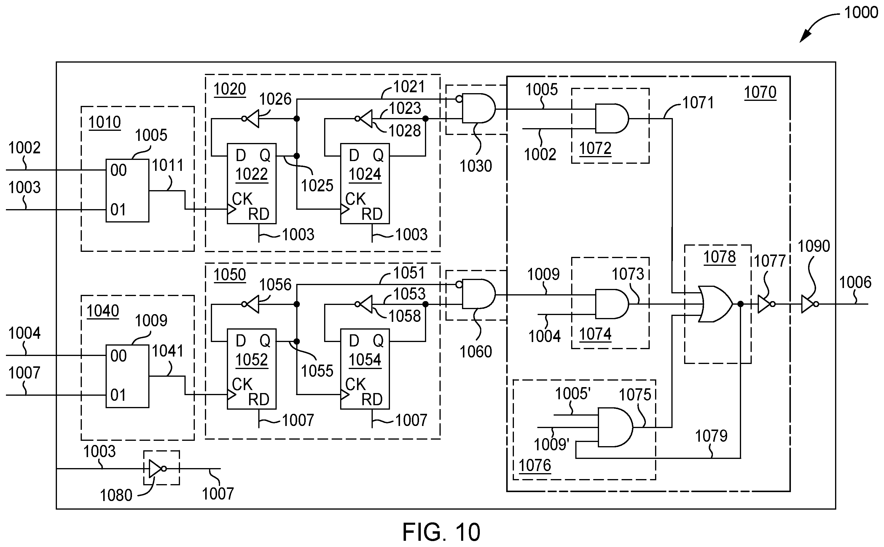 Patent US11824539 Figure 8 – Clock multiplexer circuitry with glitch reduction