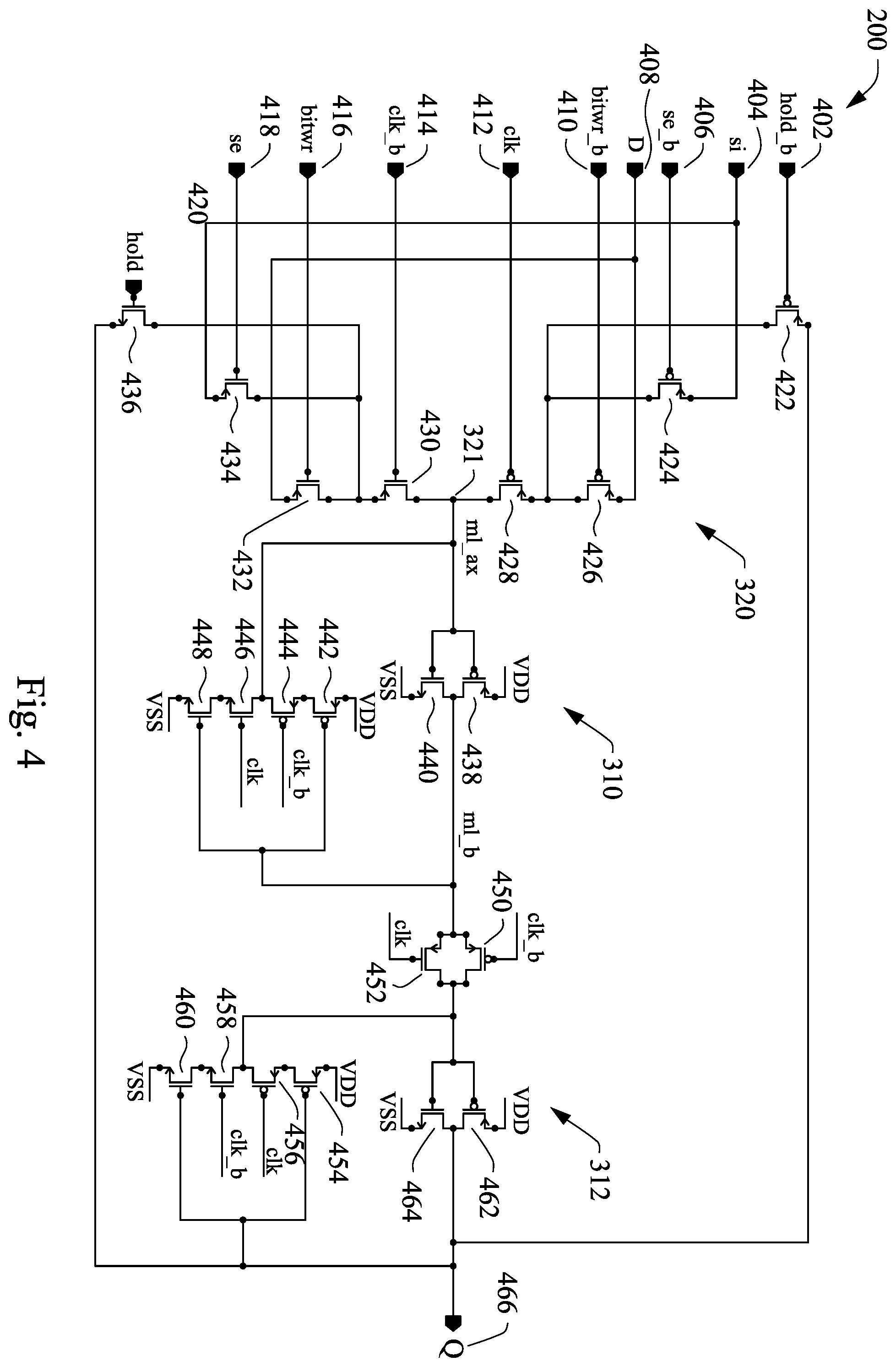Patent US11824541 Figure 4 – Flip flop standard cell