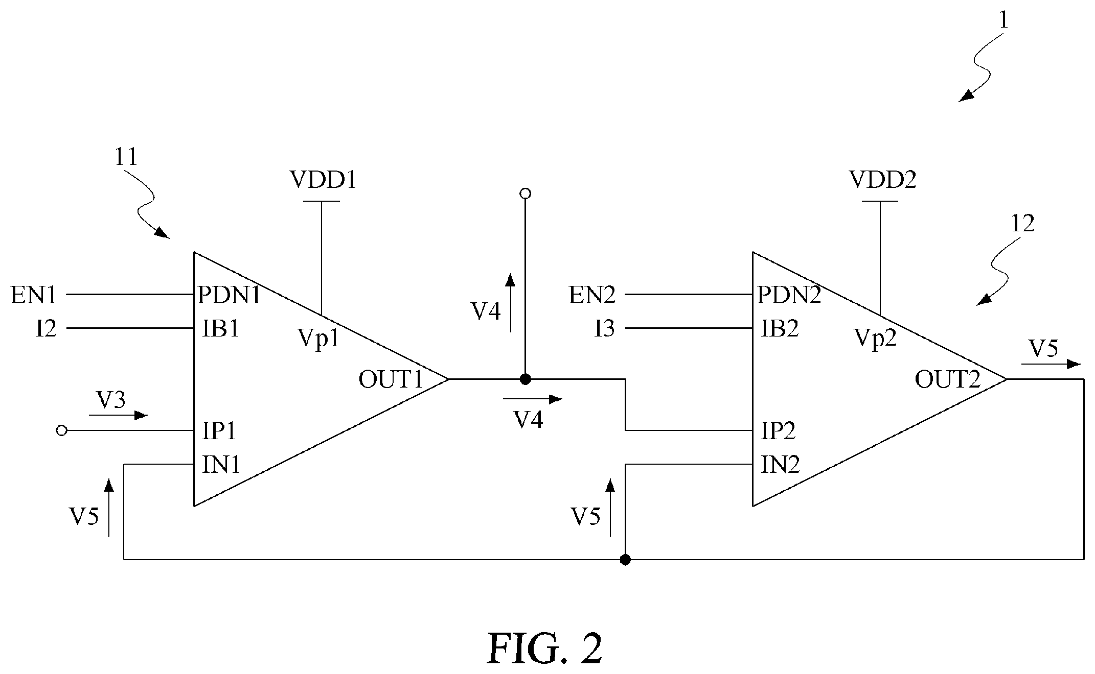 Patent US11824553 Figure 2 – Unity-gain buffer circuit structure