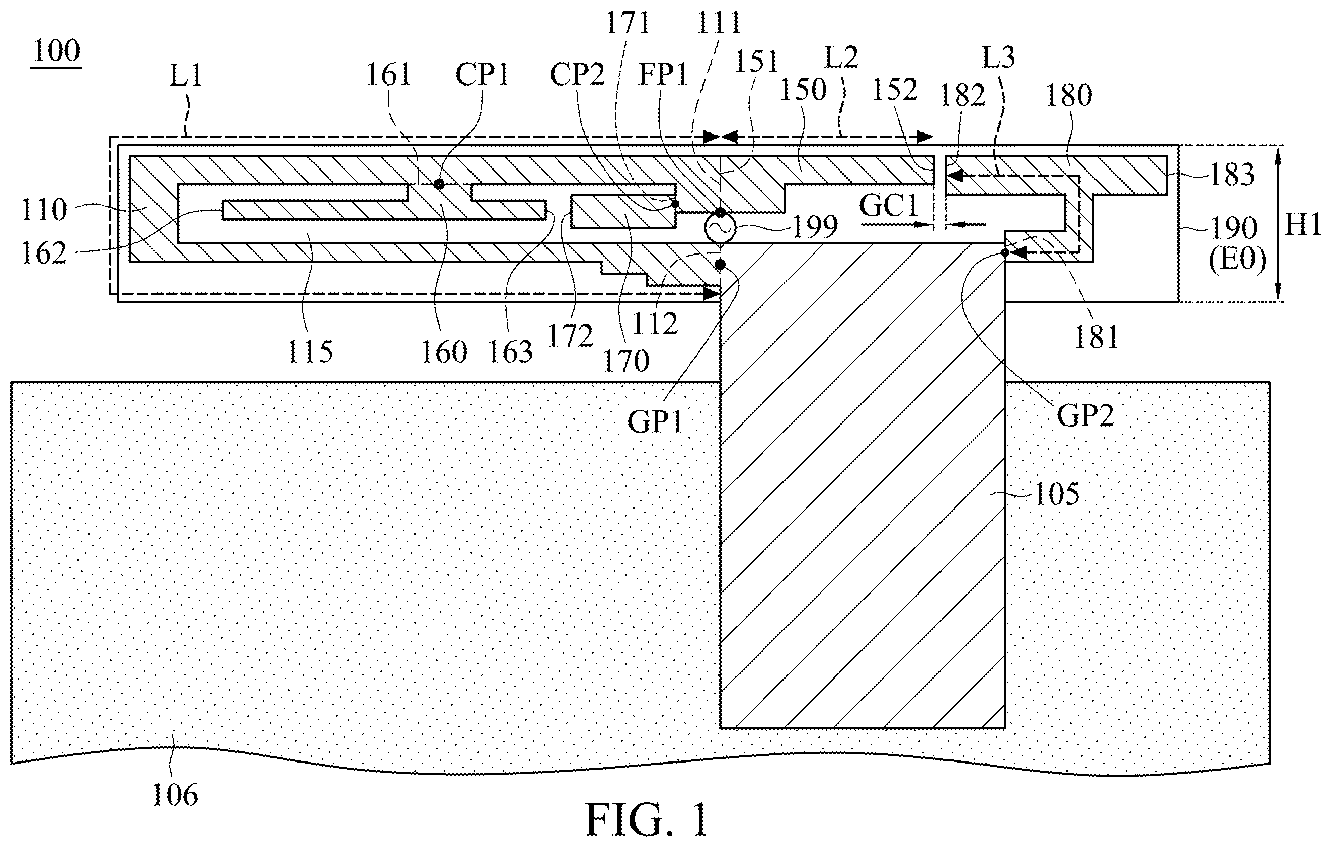 Patent US11824568 Figure 1 – Antenna structure