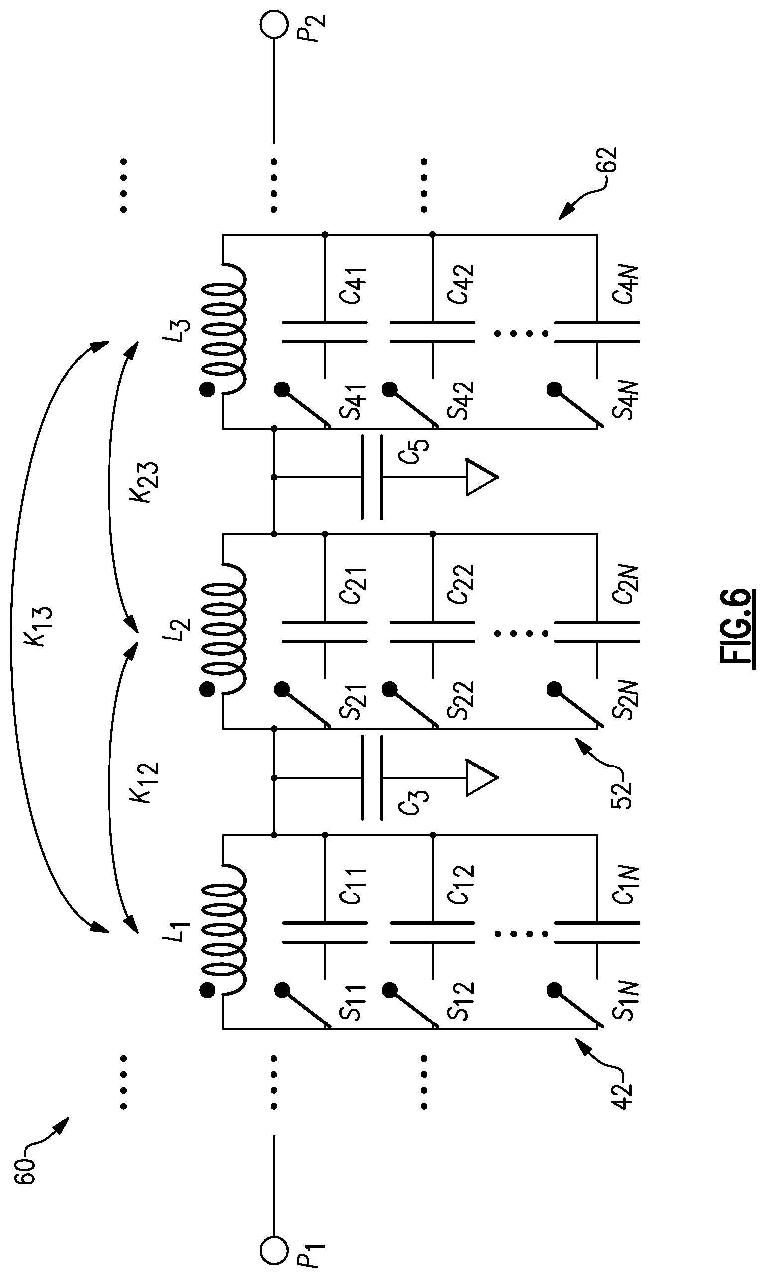 Patent US11824569 Figure 7 – Radio frequency system with tunable filters including tunable filter with mutually coupled inductors