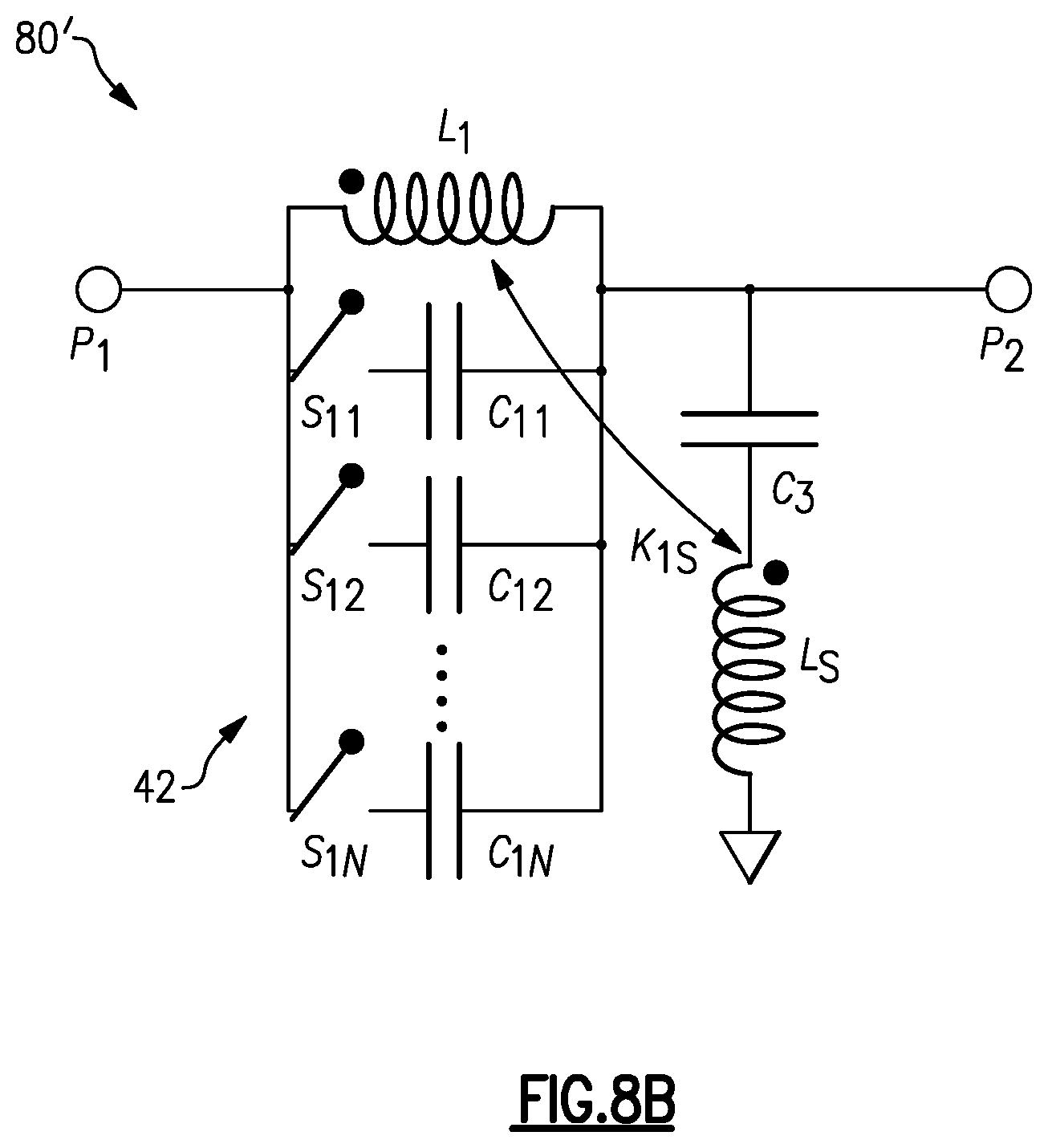 Patent US11824569 Figure 10 – Radio frequency system with tunable filters including tunable filter with mutually coupled inductors