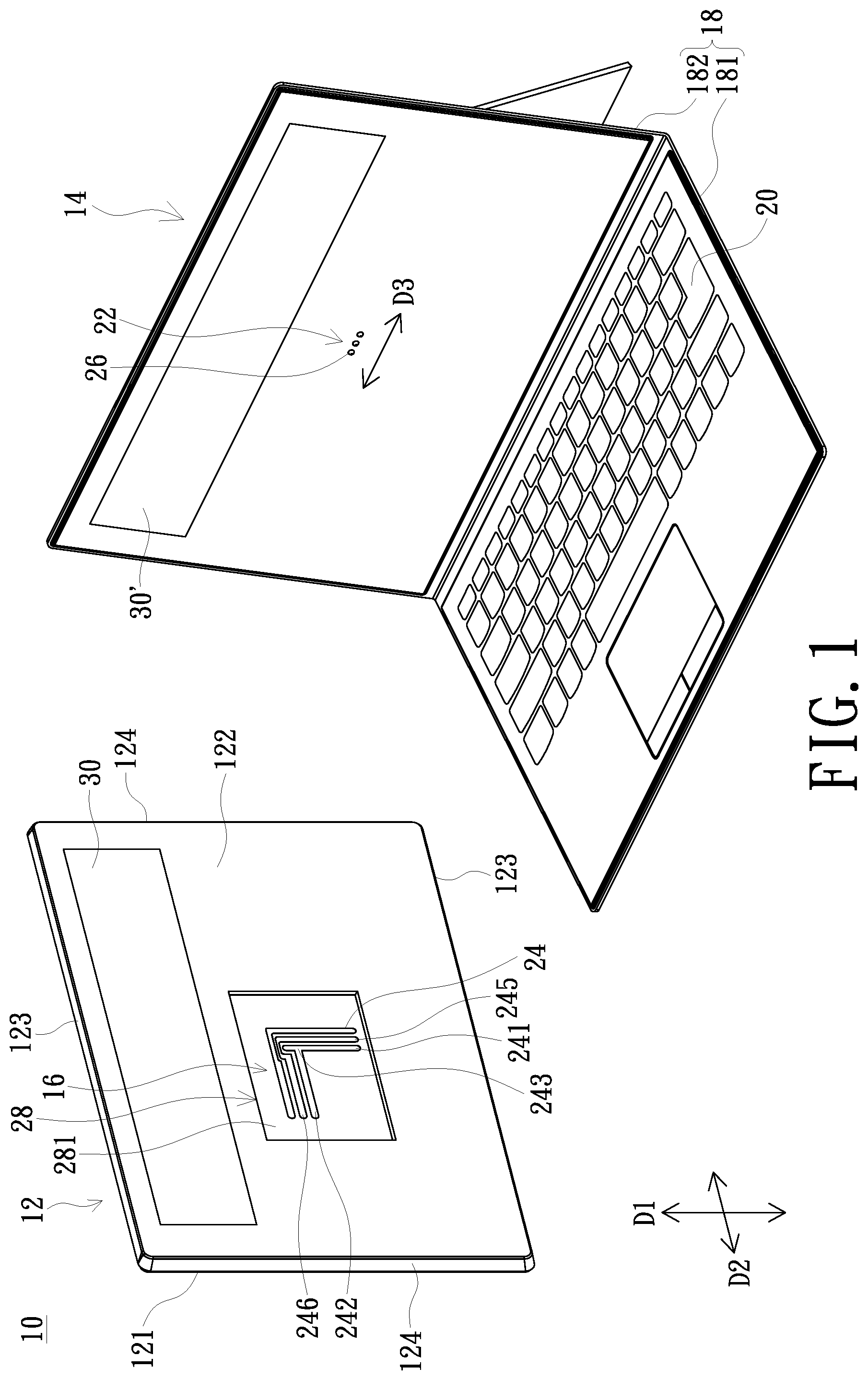 Patent US11824575 Figure 1 – Protective cover for tablet computer and portable electronic device