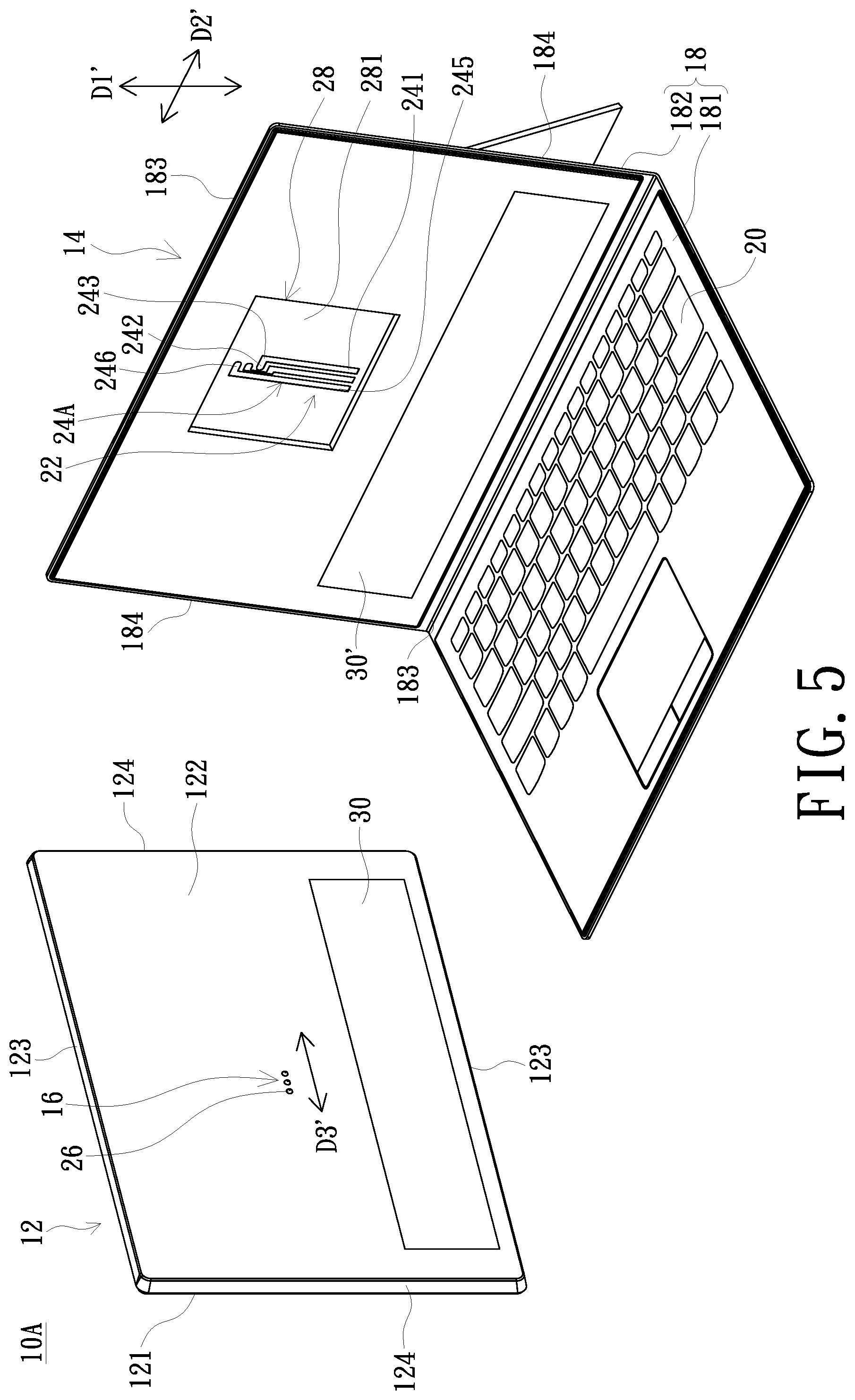 Patent US11824575 Figure 5 – Protective cover for tablet computer and portable electronic device
