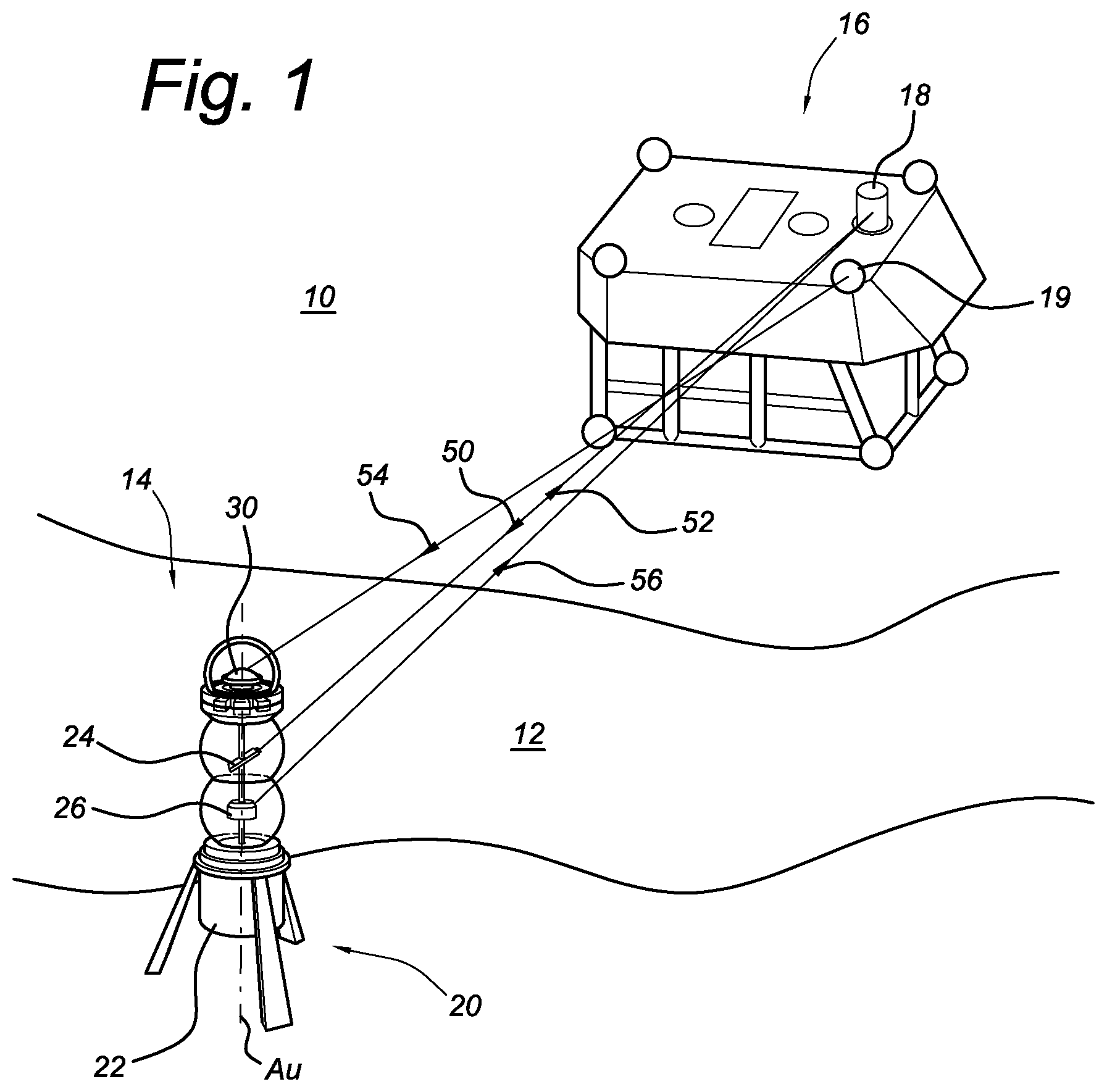 Patent US11824582 Figure 1 – Underwater optical communication unit