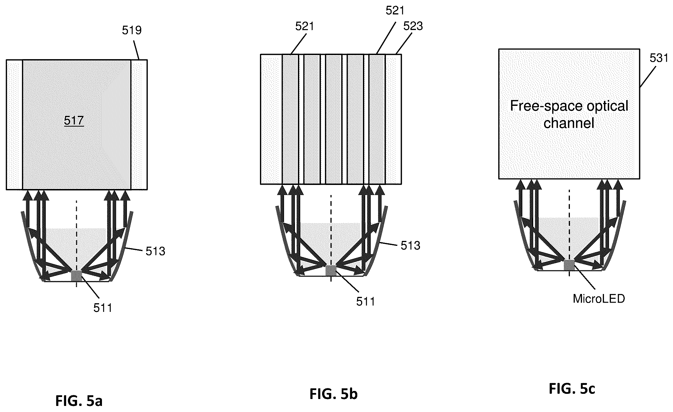 Patent US11824590 Figure 5 – Interconnect networks using microLED-based optical links