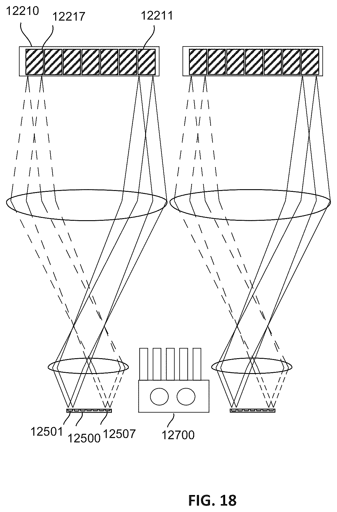 Patent US11824590 Figure 18 – Interconnect networks using microLED-based optical links